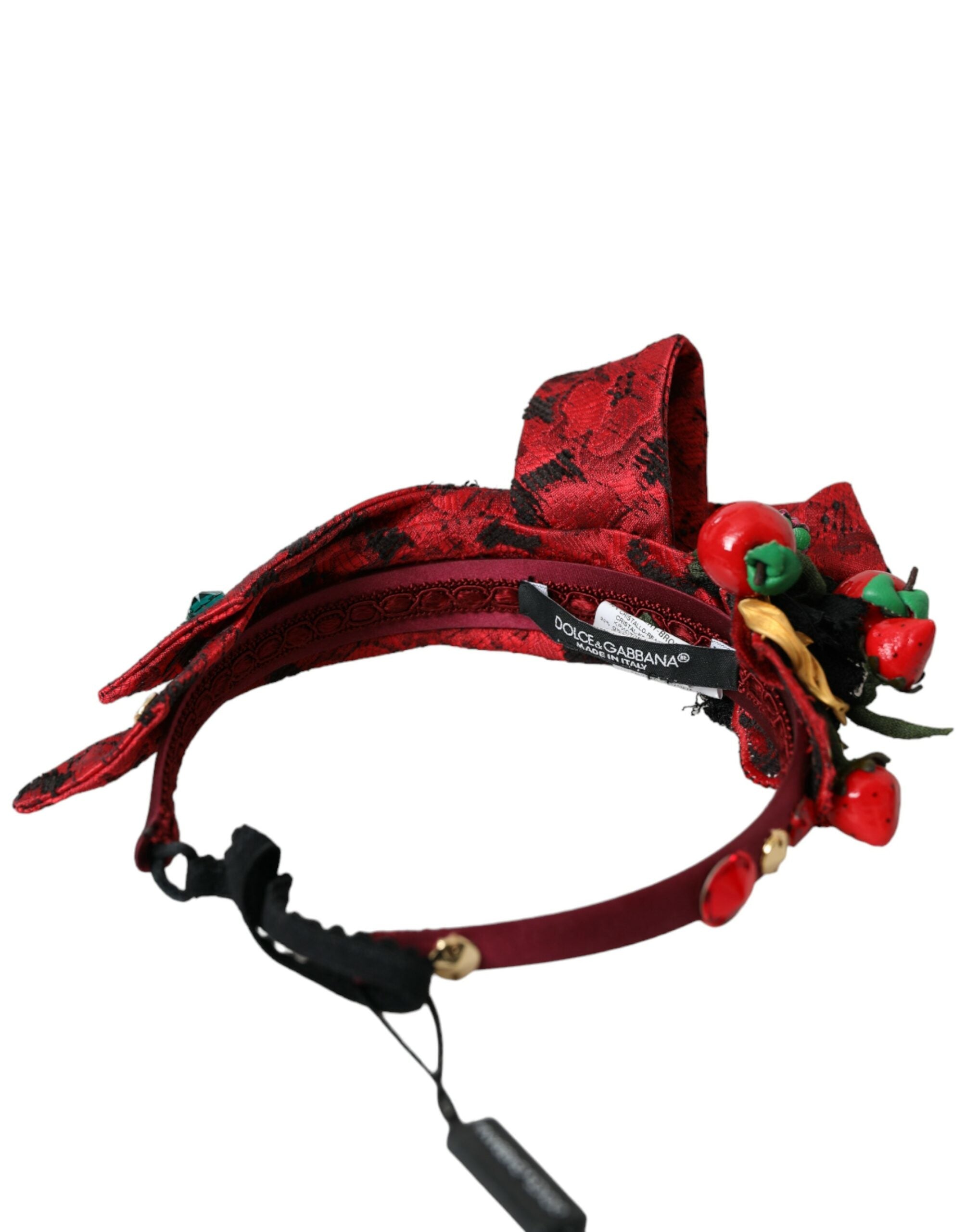 Dolce &amp; Gabbana Red Cherry Sicily Embelled Women Hairband Diadem