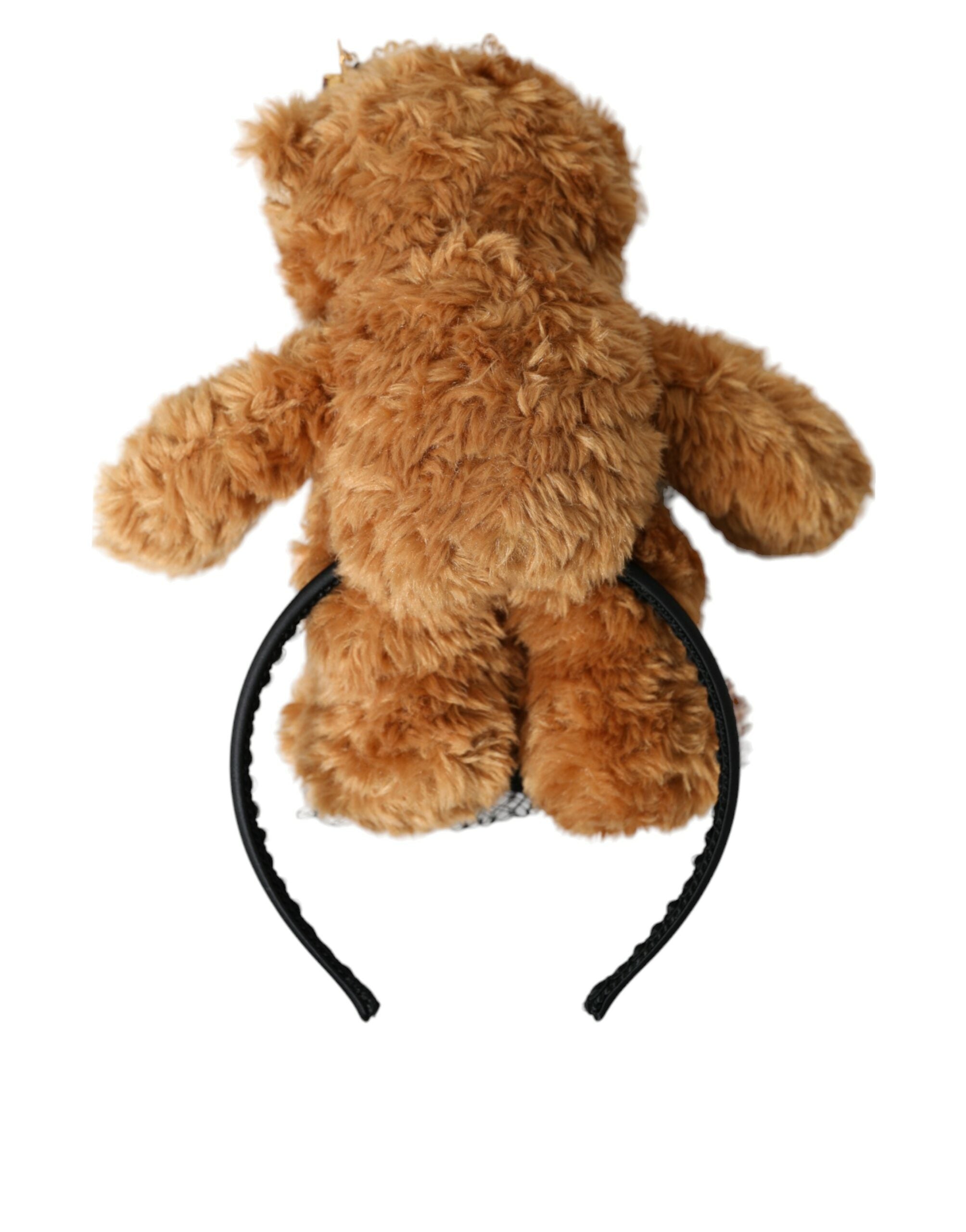 Dolce &amp; Gabbana Brown Teddy Bear Χρυσό Crystal Crown Hair Band Diadem