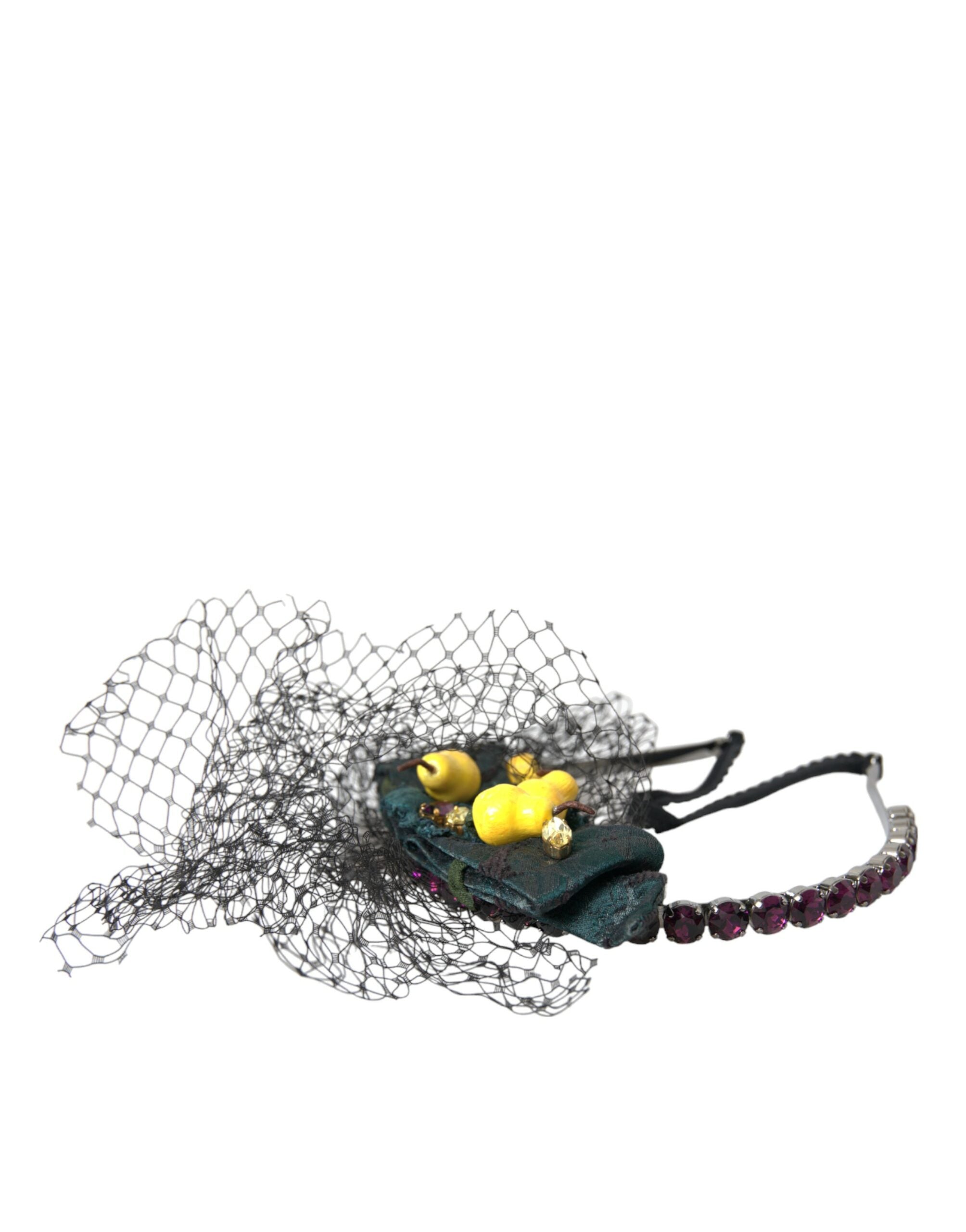 Dolce &amp; Gabbana Black Lemons Sicily Purple Crystal Diadem Headband