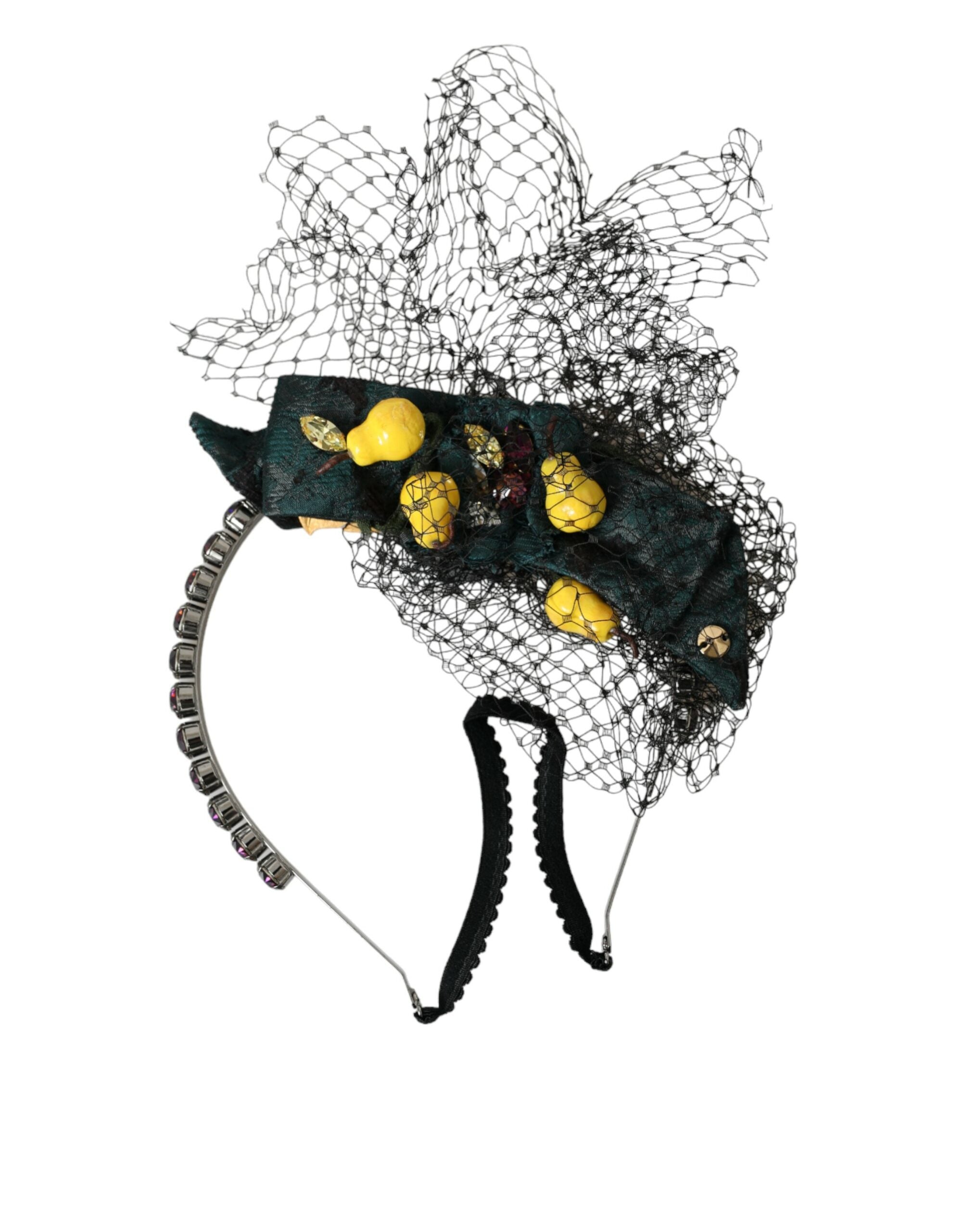 Dolce &amp; Gabbana Black Lemons Sicily Purple Crystal Diadem Headband