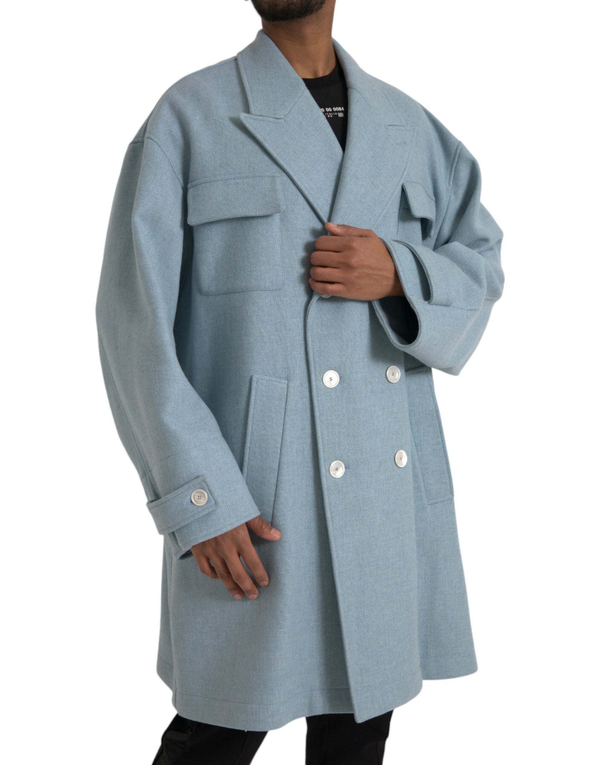 Μπουφάν Dolce &amp; Gabbana Blue Double Breasted Trench Coat