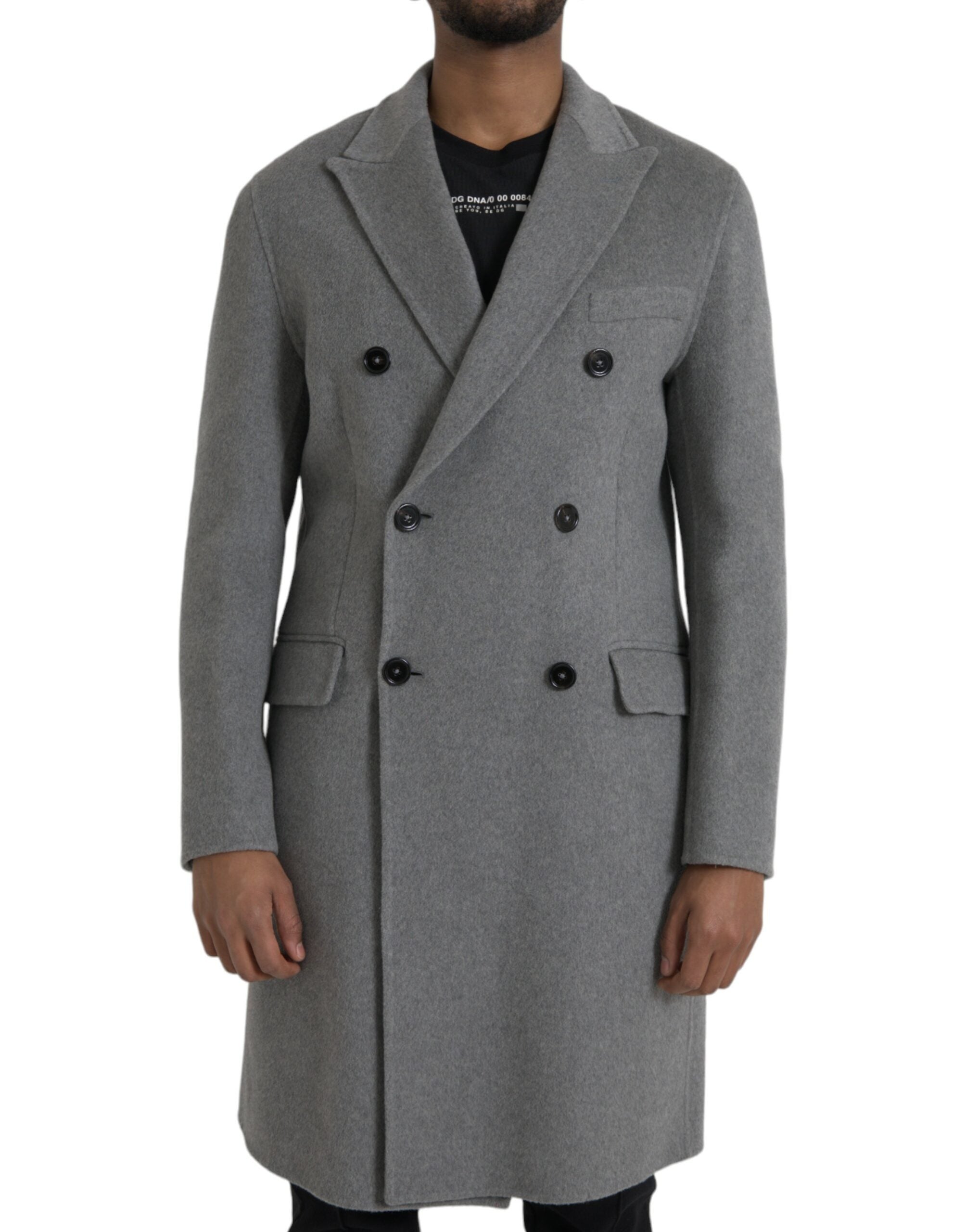 Dolce &amp; Gabbana Grey Double Trench Coat Cashmere Jacket