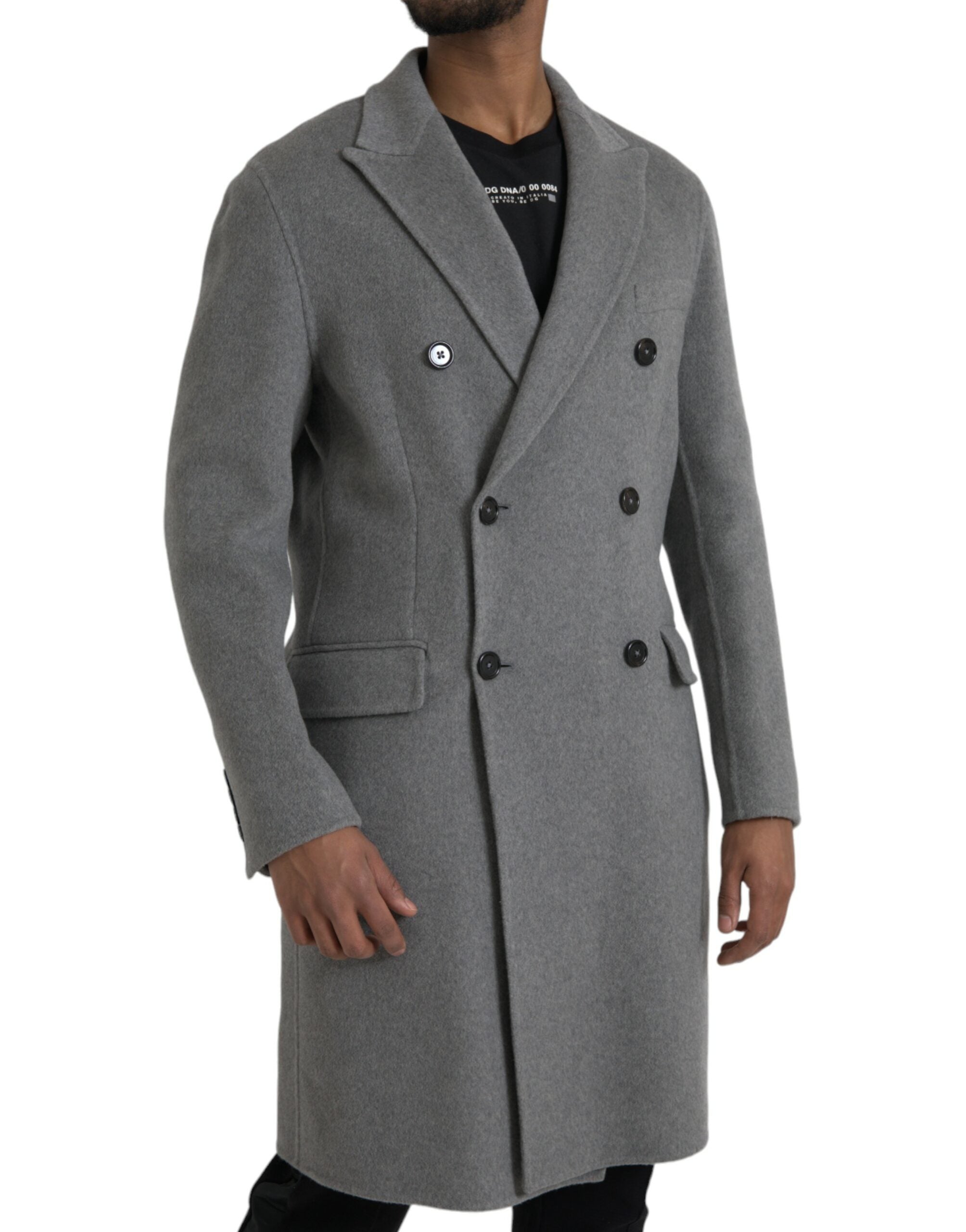 Dolce &amp; Gabbana Grey Double Trench Coat Cashmere Jacket