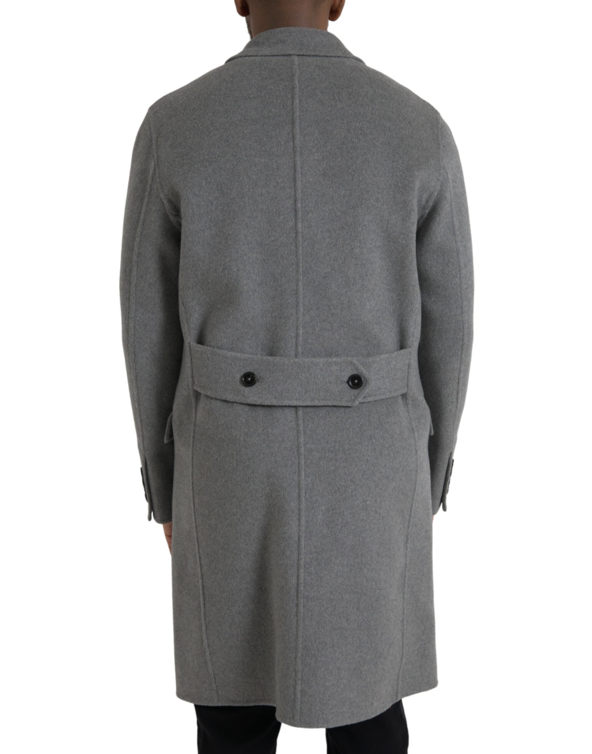 Dolce &amp; Gabbana Grey Double Trench Coat Cashmere Jacket