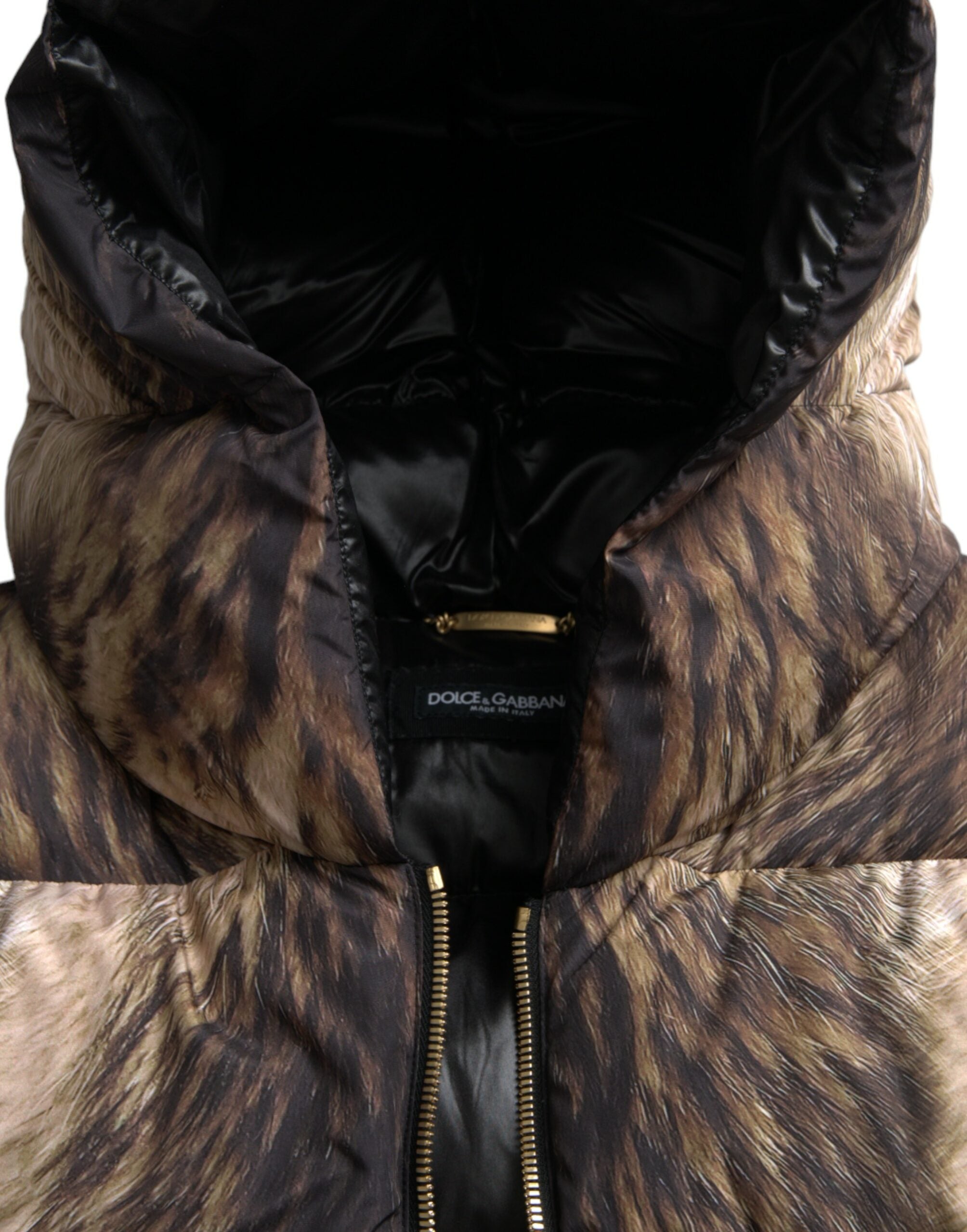 Μπουφάν Dolce &amp; Gabbana Parka Brown μακριά με κουκούλα με φερμουάρ