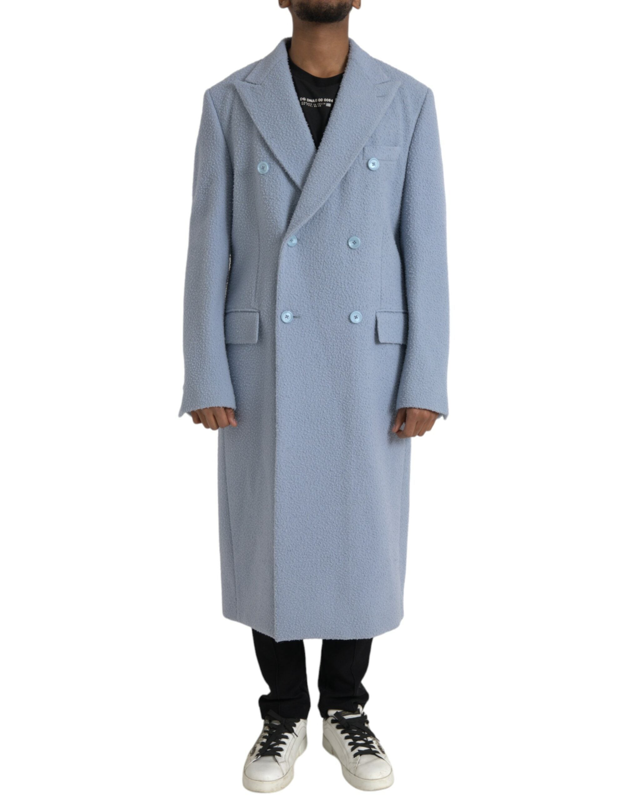 Μπουφάν Dolce & Gabbana Blue Double Breasted Long Trench Coat