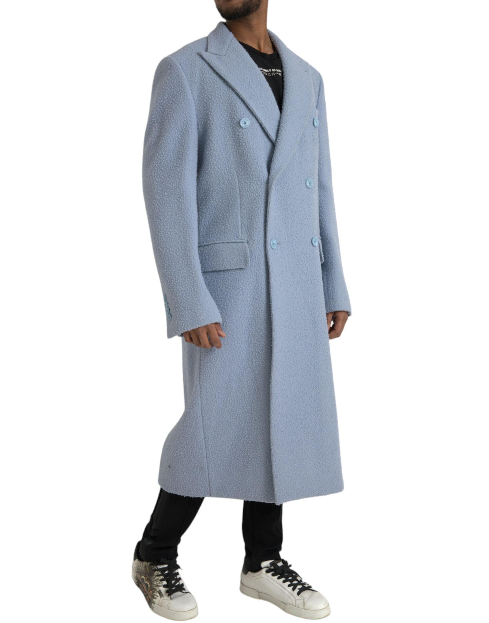 Μπουφάν Dolce & Gabbana Blue Double Breasted Long Trench Coat