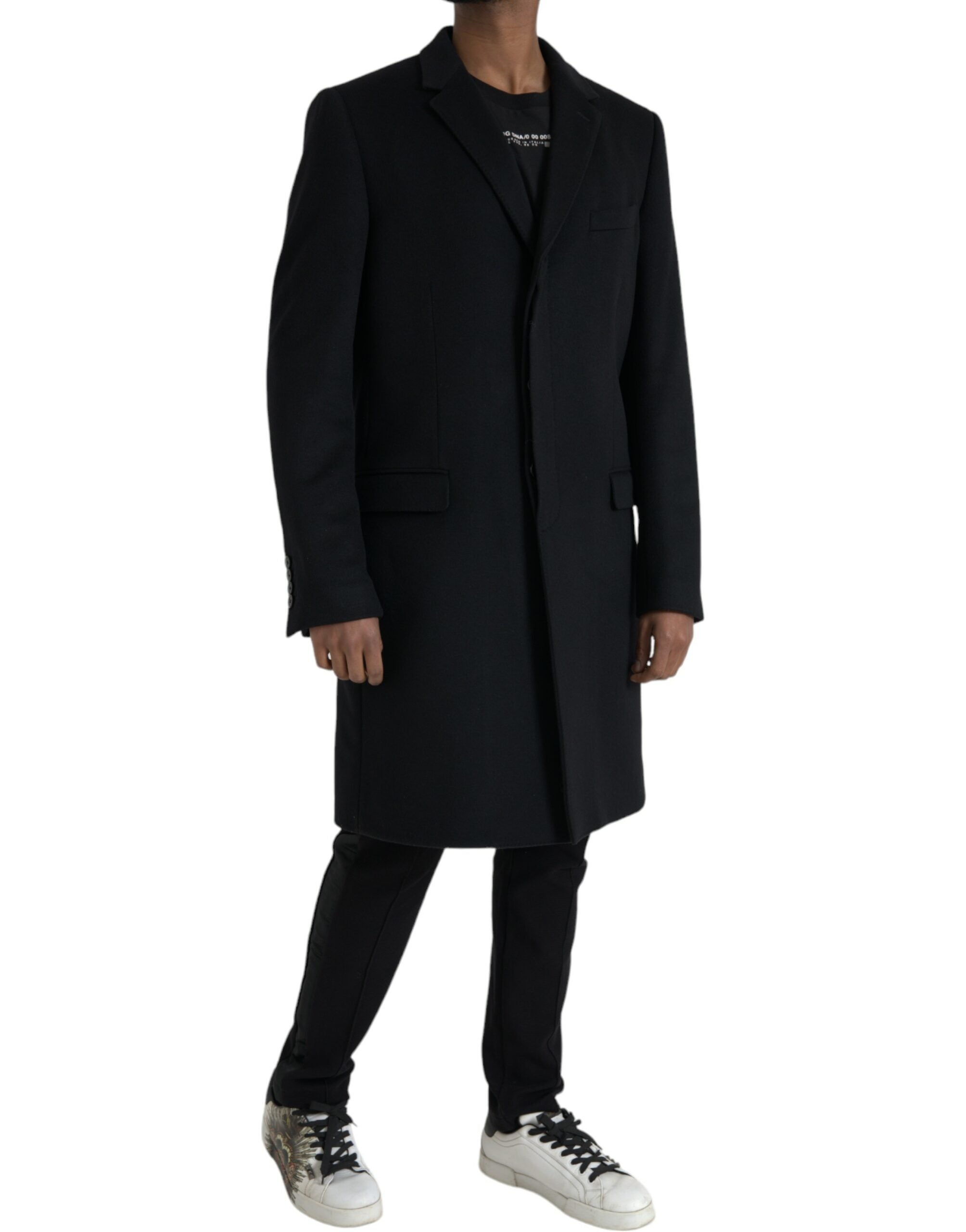 Μπουφάν Dolce &amp; Gabbana Black Wool Cashmere Trench Coat