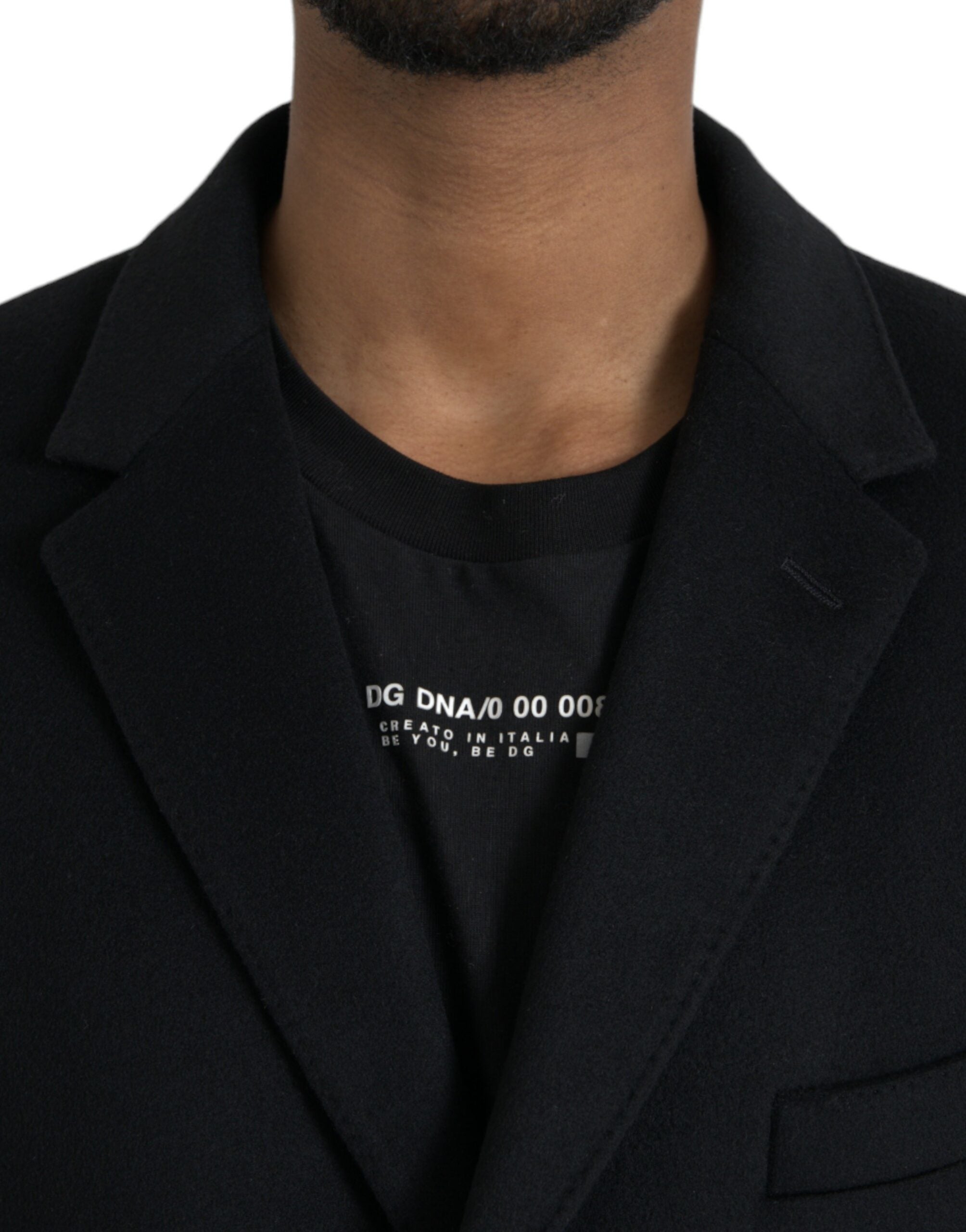 Μπουφάν Dolce &amp; Gabbana Black Wool Cashmere Trench Coat