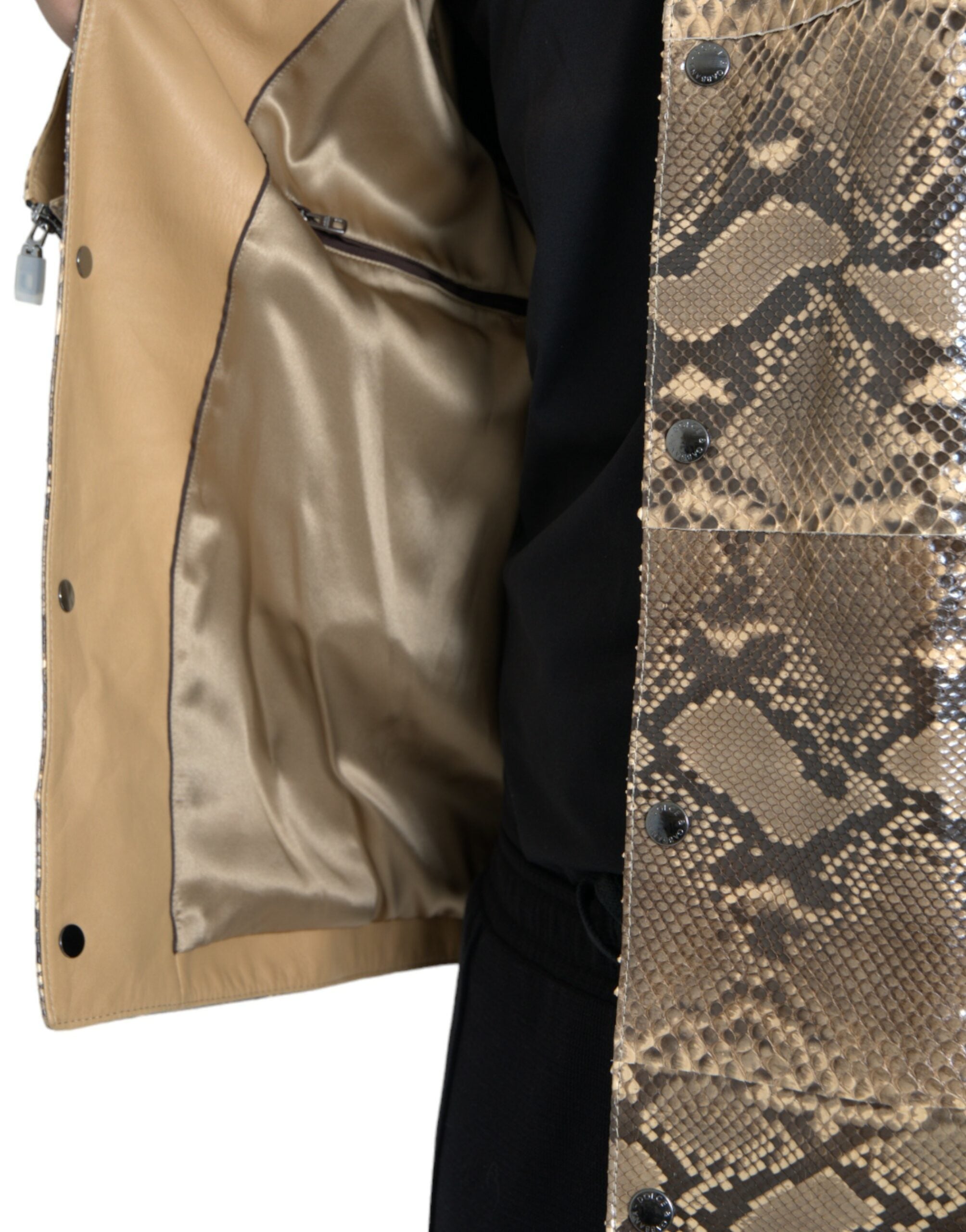 Dolce &amp; Gabbana Beige Exotic Leather Biker Blouson Jacket