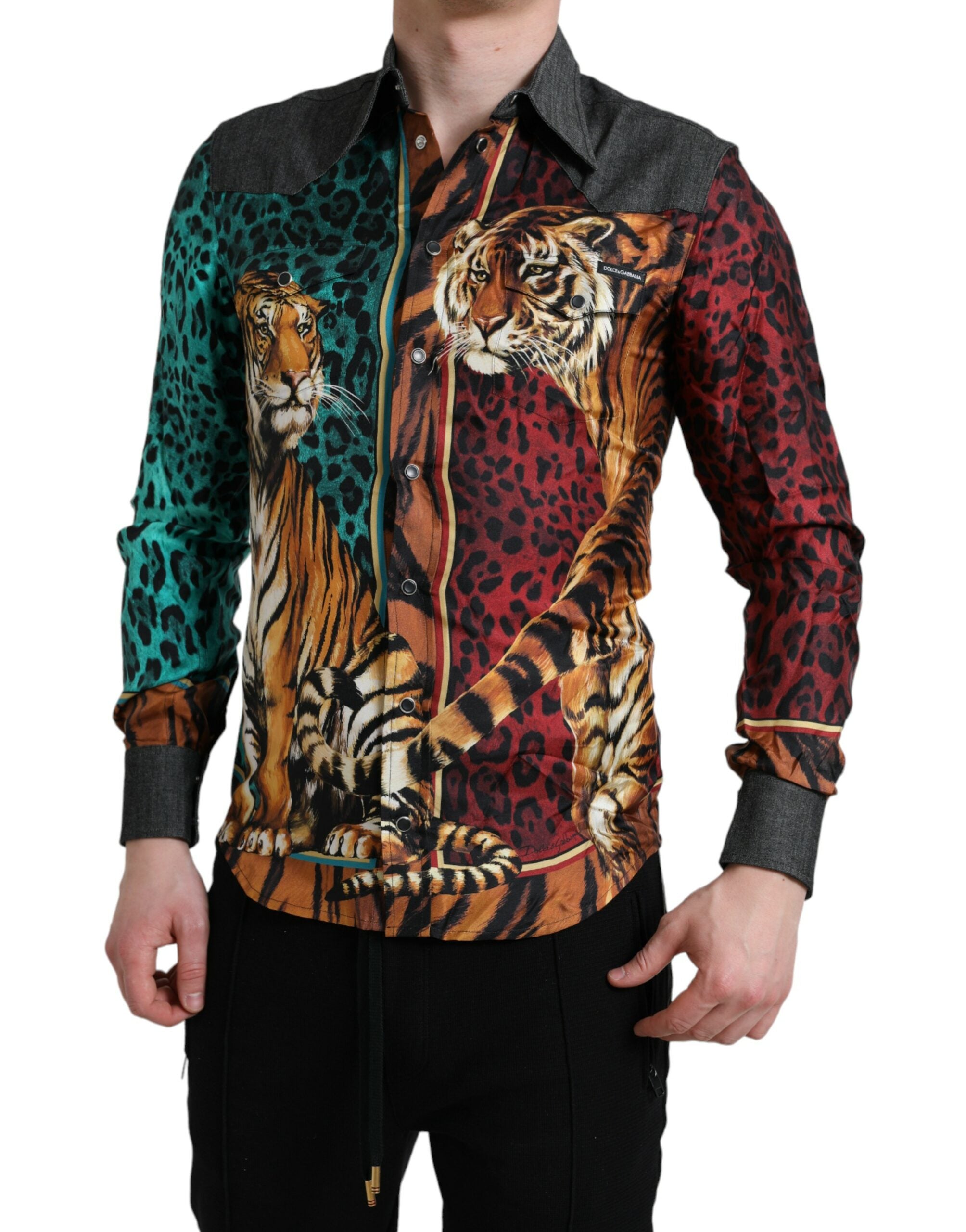 Dolce & Gabbana Πολύχρωμο Tiger πουκάμισο με κουμπιά casual