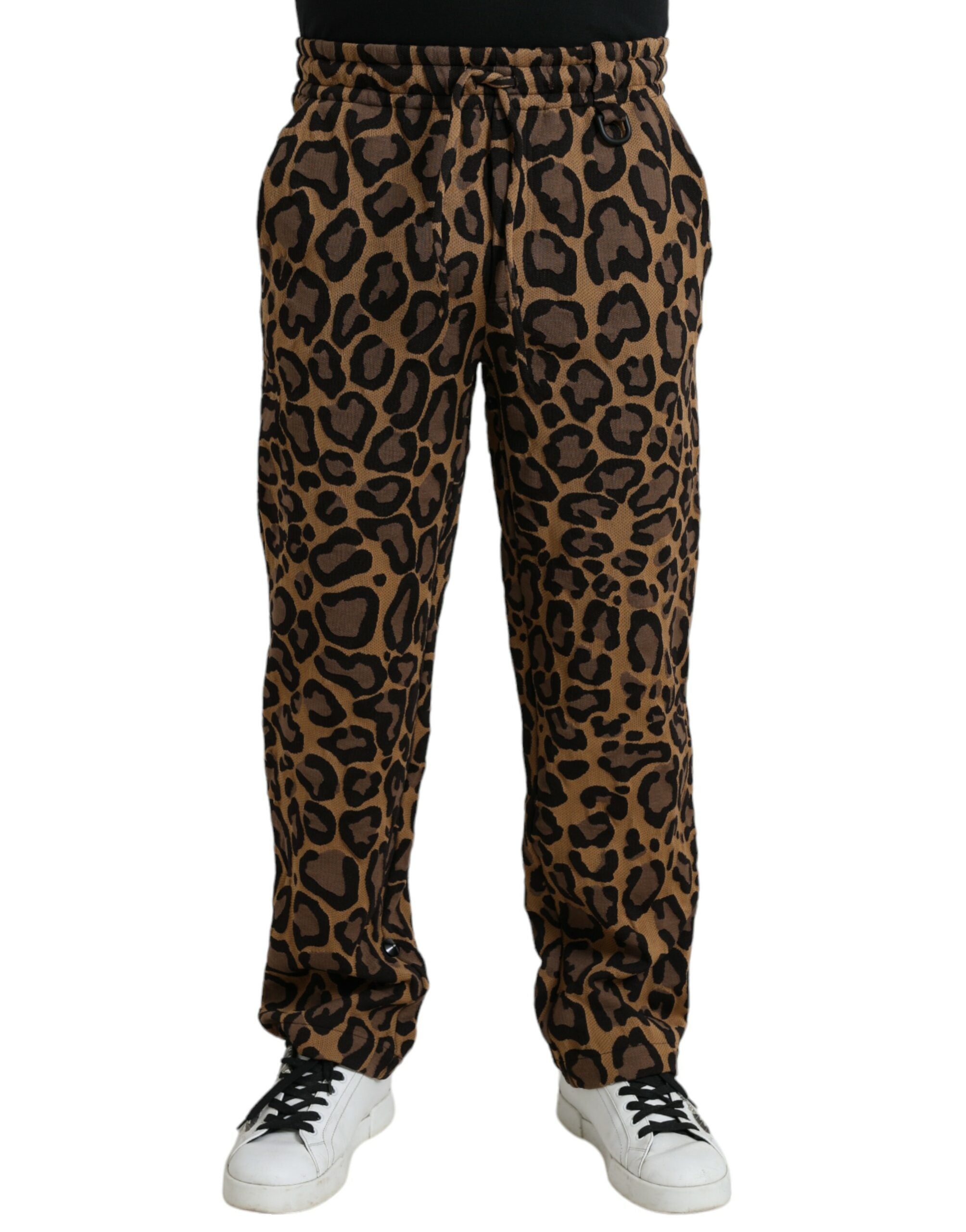 Παντελόνι Jogger από πολυεστέρα Dolce &amp; Gabbana Brown Leopard Print