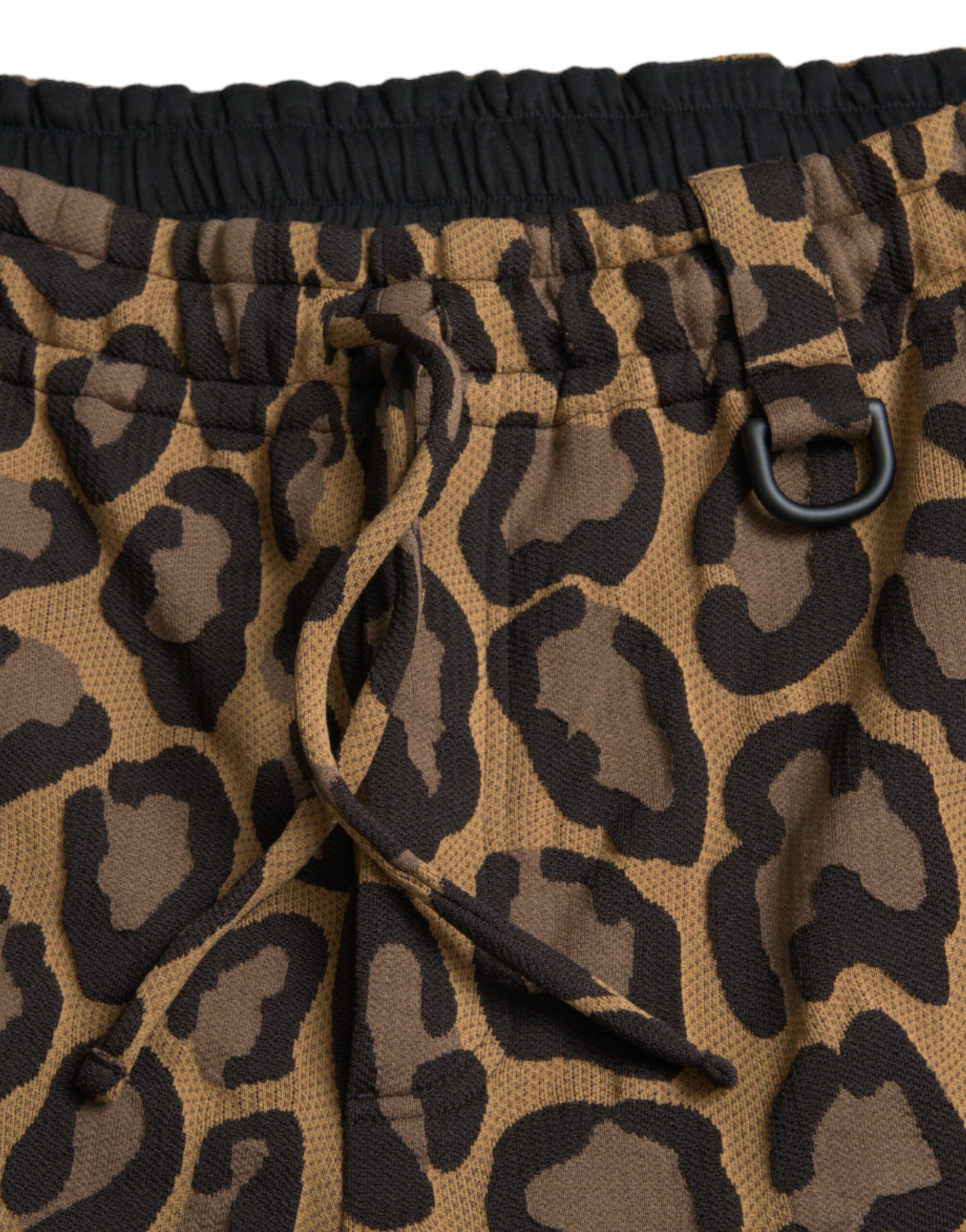 Παντελόνι Jogger από πολυεστέρα Dolce &amp; Gabbana Brown Leopard Print