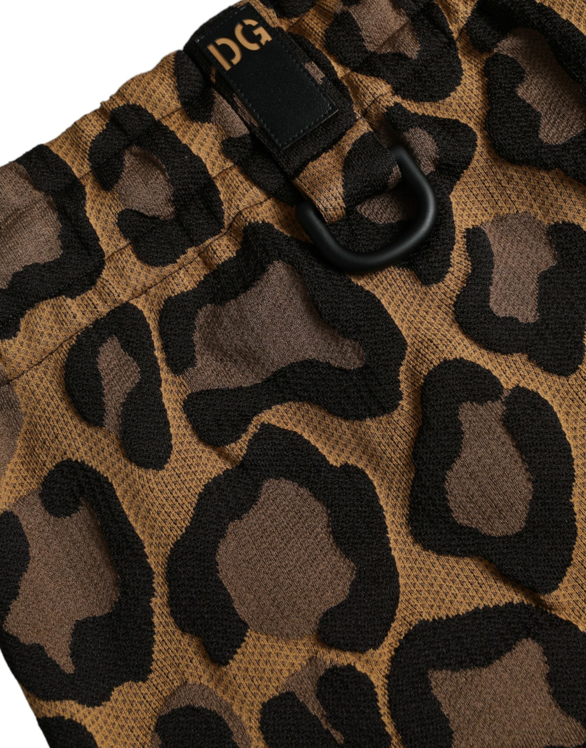 Παντελόνι Jogger από πολυεστέρα Dolce &amp; Gabbana Brown Leopard Print