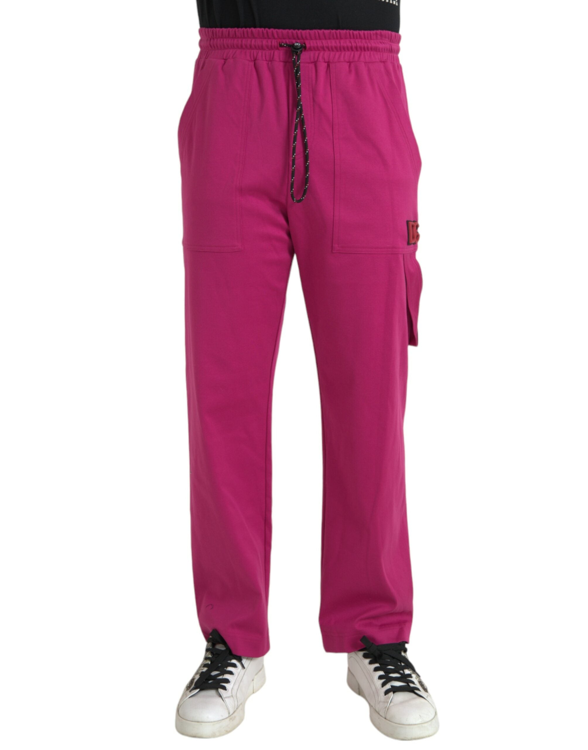 Dolce &amp; Gabbana Pink Logo Cargo Cotton Jogger Sweatpants