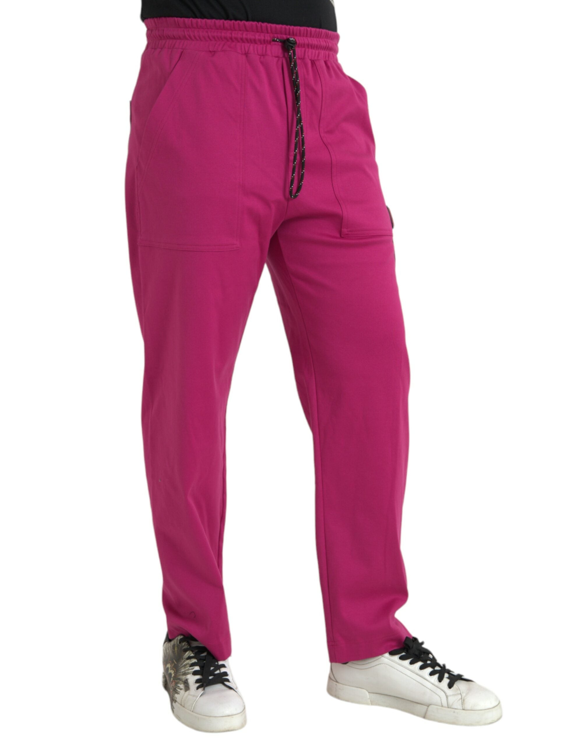 Dolce &amp; Gabbana Pink Logo Cargo Cotton Jogger Sweatpants