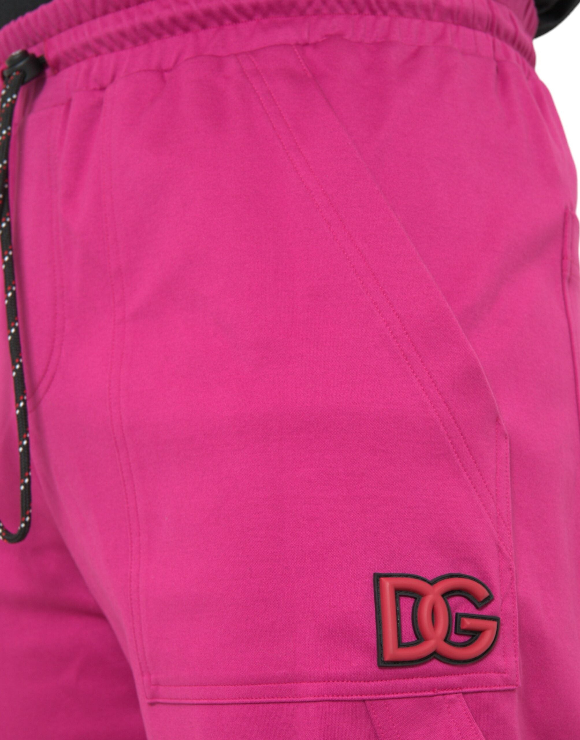 Dolce &amp; Gabbana Pink Logo Cargo Cotton Jogger Sweatpants