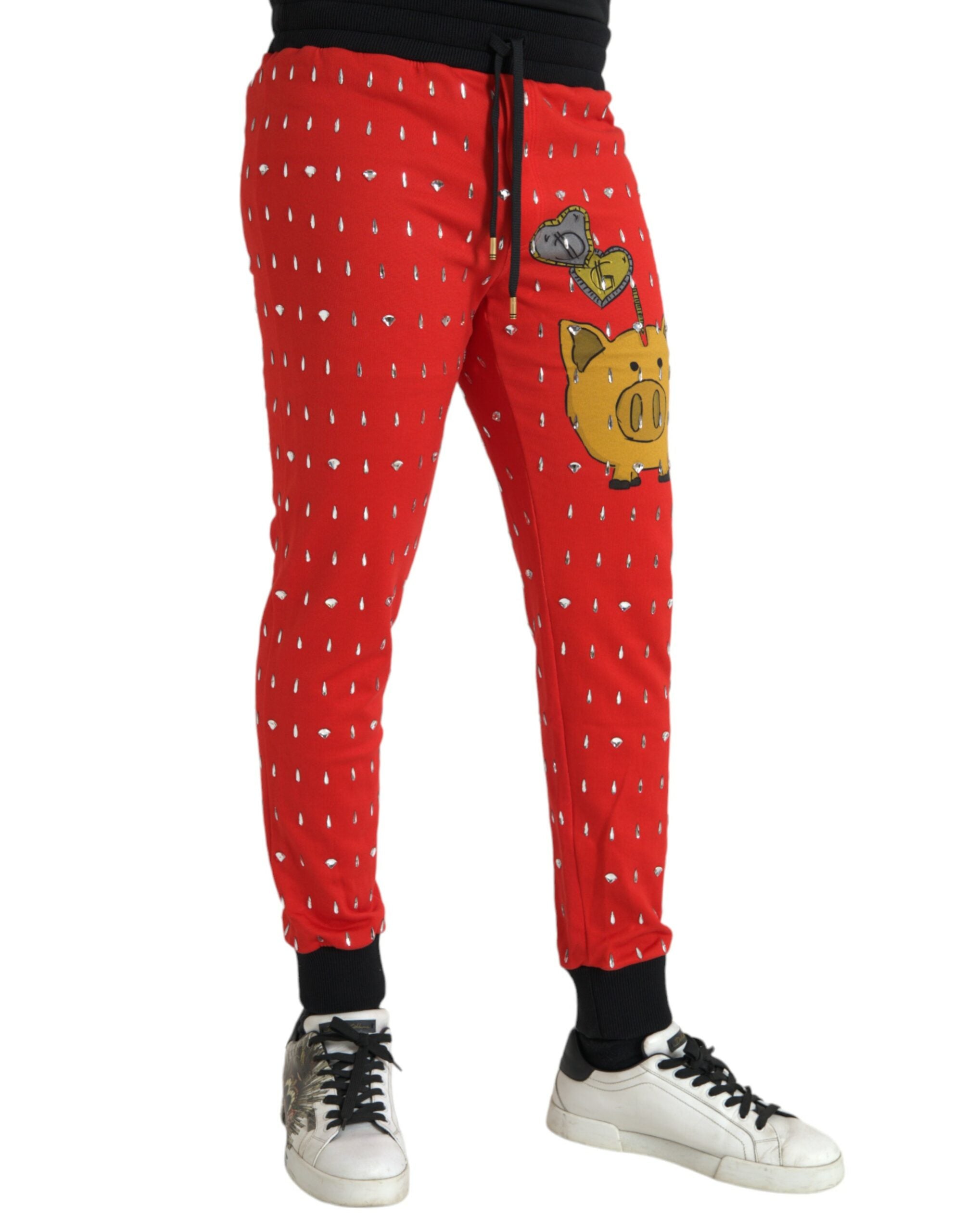 Dolce &amp; Gabbana Red Year Of The Pig Jogger Sweatpants Pants