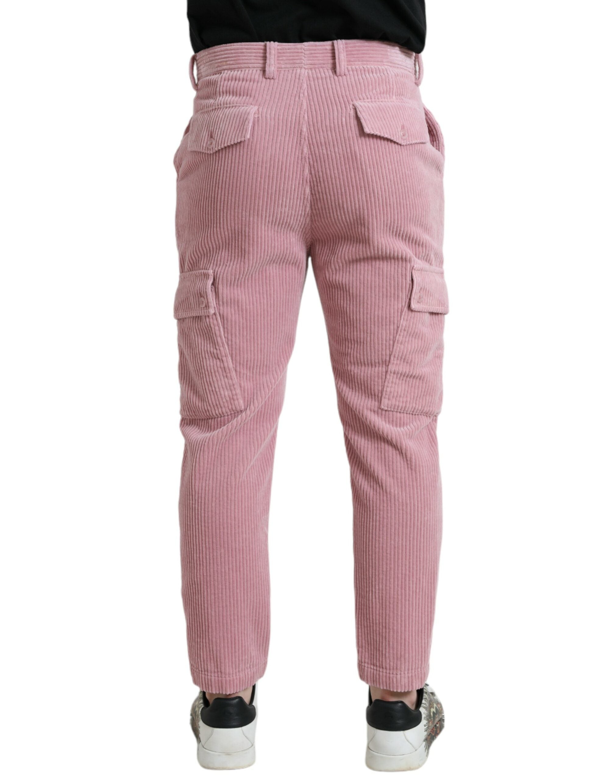 Dolce &amp; Gabbana Pink Corduroy Cotton Stretch Skinny Cargo Jeans