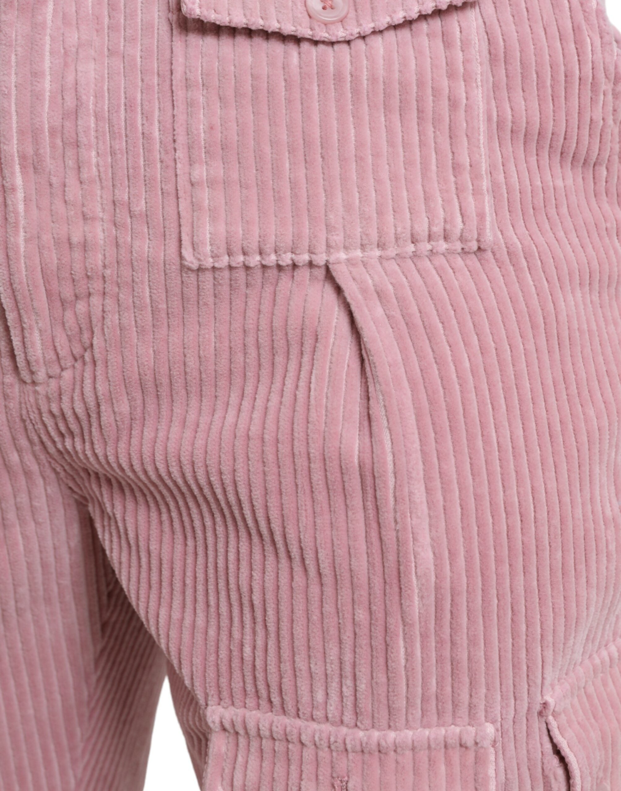 Dolce &amp; Gabbana Pink Corduroy Cotton Stretch Skinny Cargo Jeans