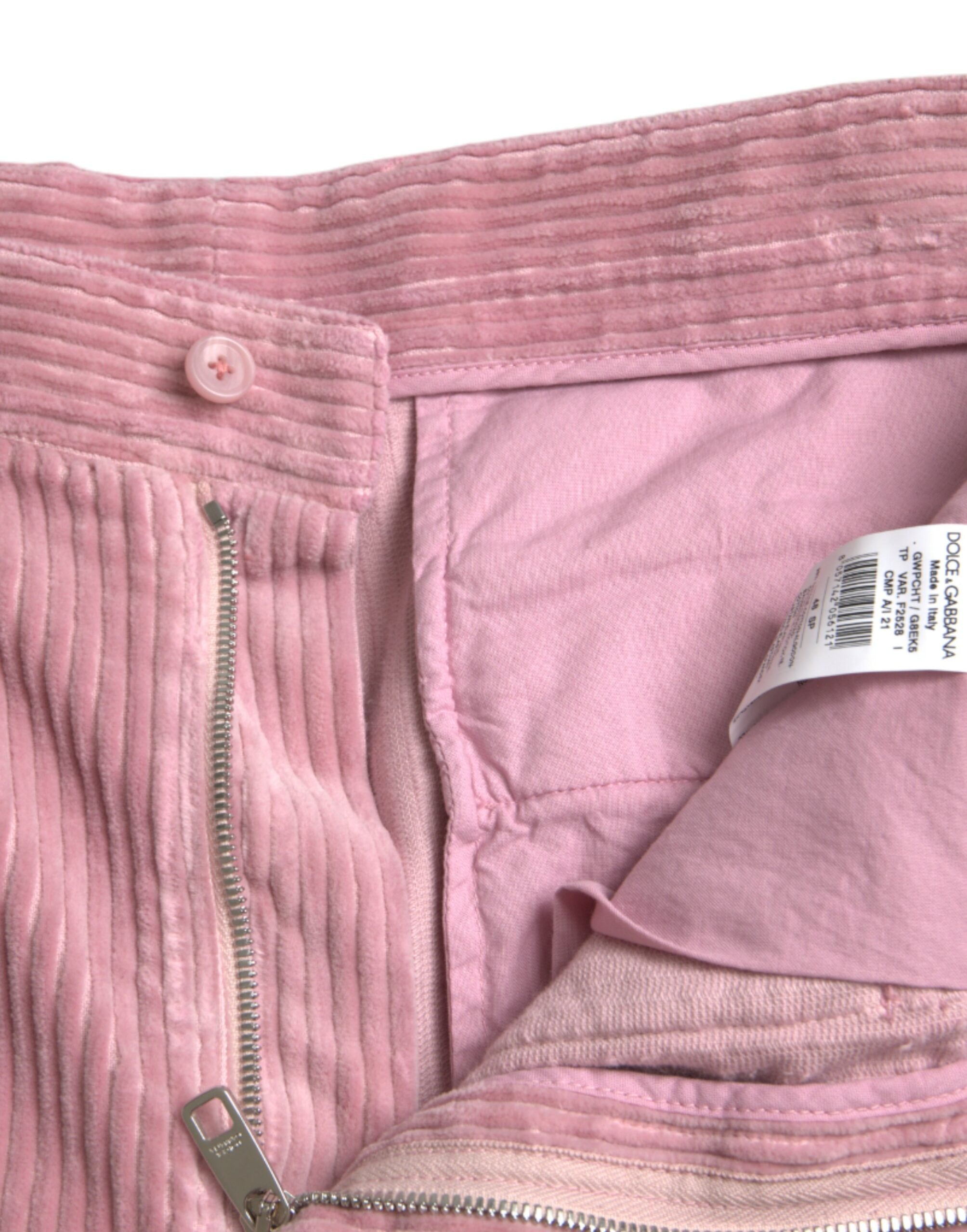 Dolce &amp; Gabbana Pink Corduroy Cotton Stretch Skinny Cargo Jeans