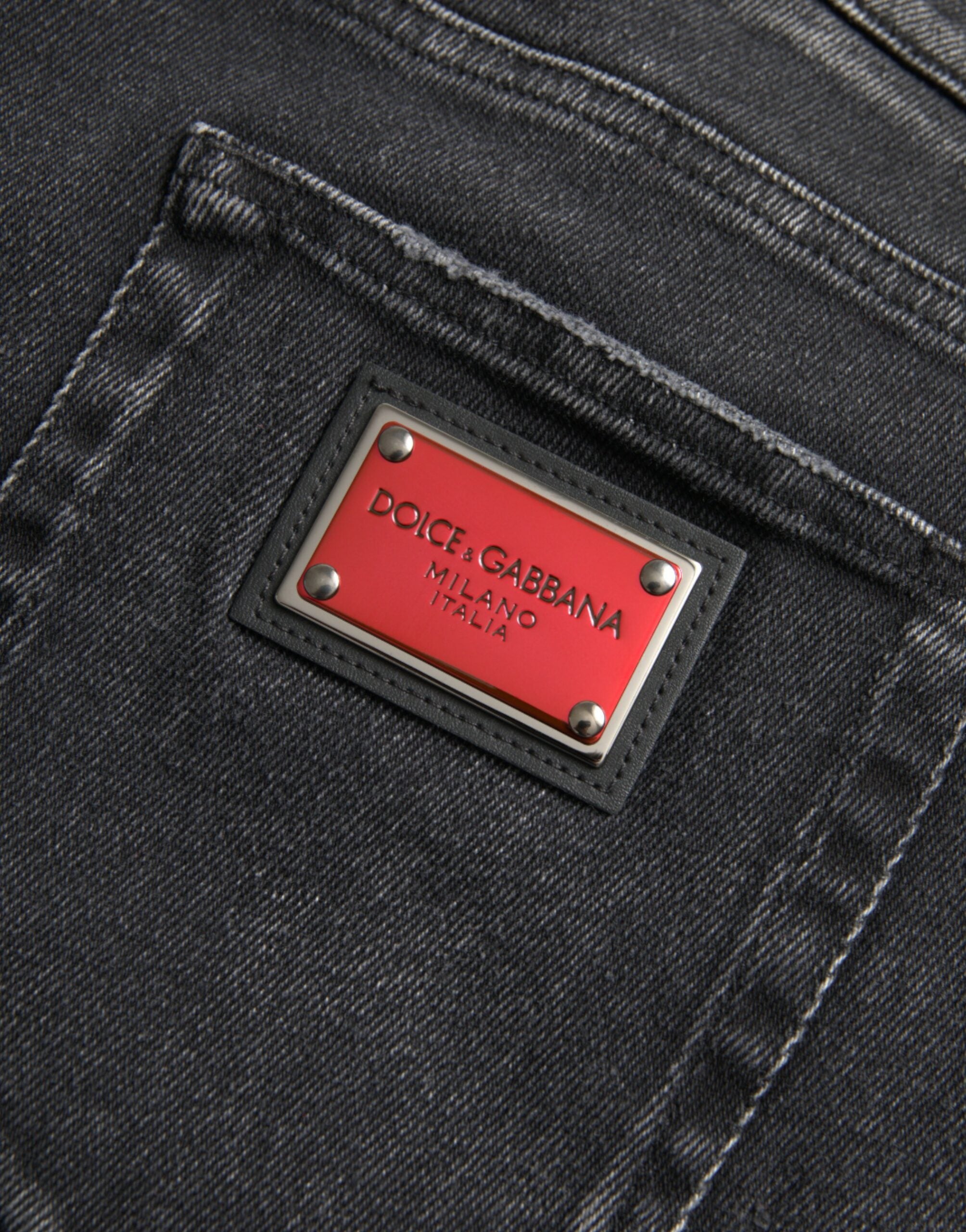 Τζιν με λογότυπο Dolce &amp; Gabbana Grey Cotton Stretch Skinny Denim