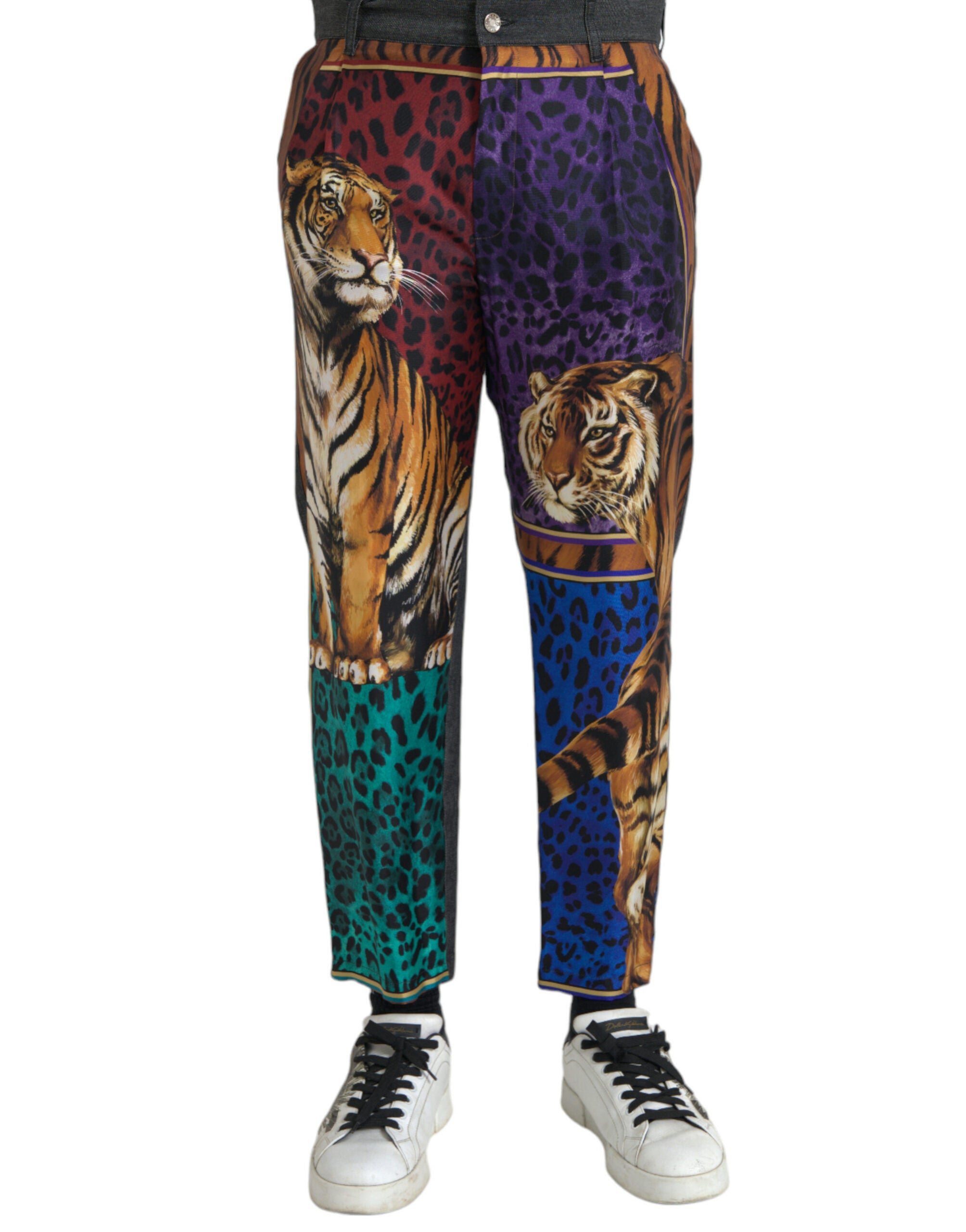 Dolce &amp; Gabbana Πολύχρωμο Tiger Leopard Cotton Loose Tapered Παντελόνι