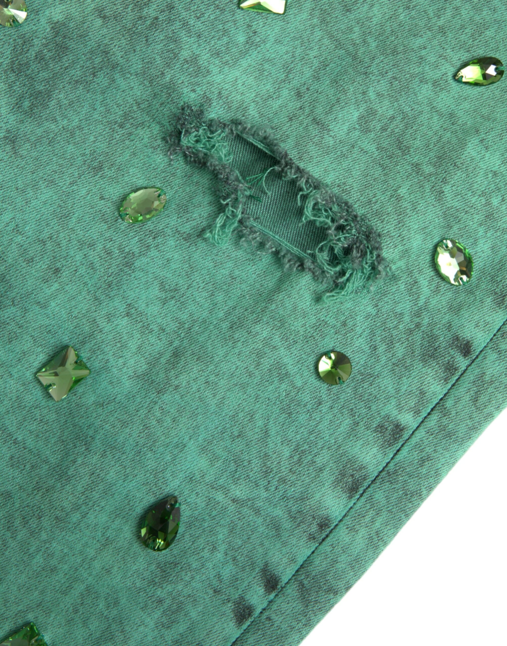 Slim τζιν Dolce &amp; Gabbana Green Crystals Cotton Stretch