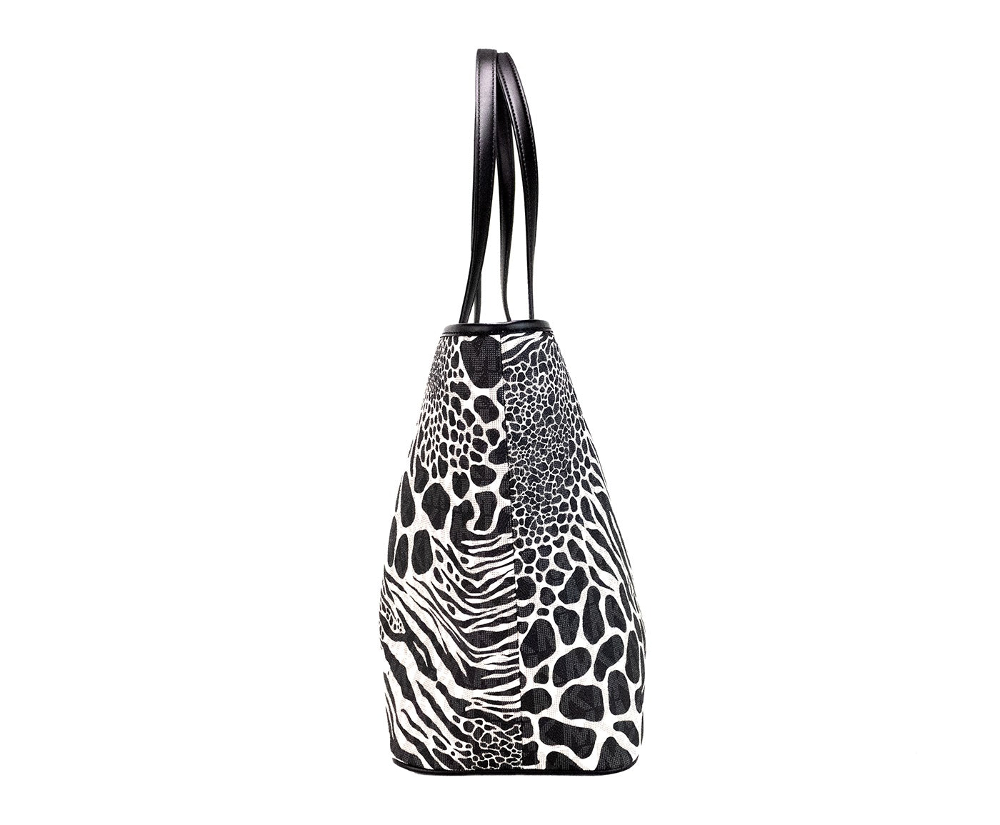 Τσάντα ώμου Michael Kors Carter Large Black Animal Print PVC Open Tote Shoulder Bag