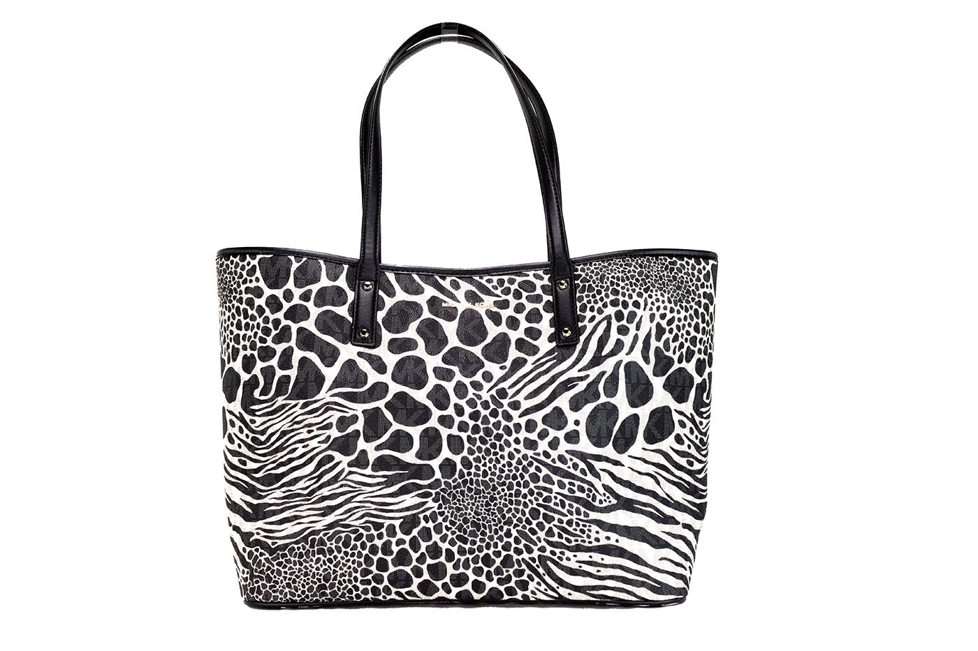 Τσάντα ώμου Michael Kors Carter Large Black Animal Print PVC Open Tote Shoulder Bag