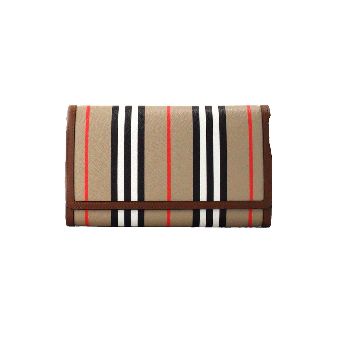 Burberry Hannah Icon Stripe Archive Tan E-Canvas Δερμάτινο πορτοφόλι χιαστί τσάντα