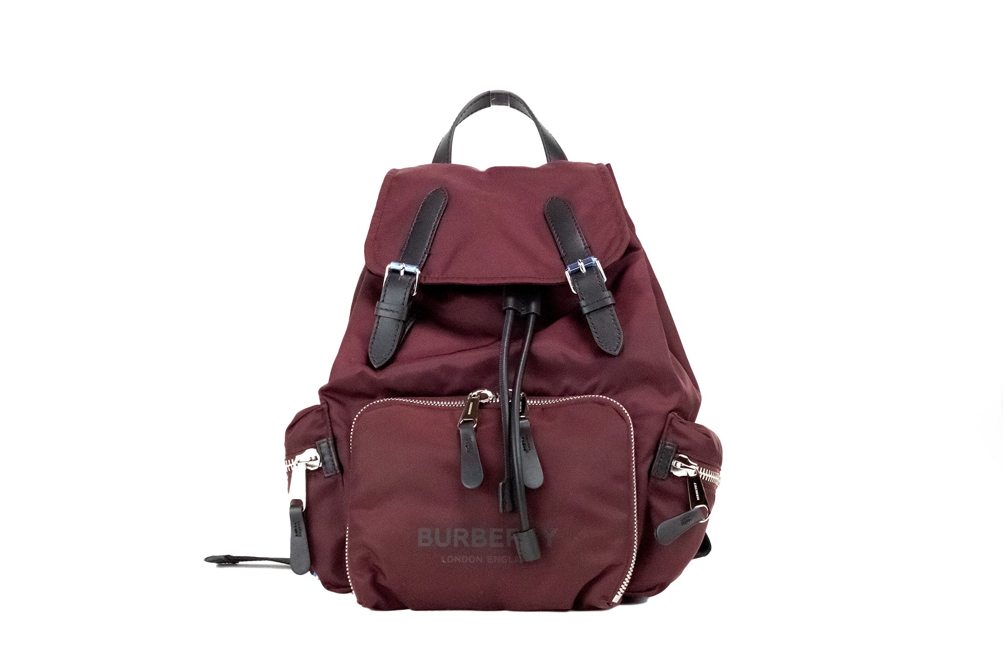 Burberry Medium Burgundy Econyl Nylon Σακίδιο πλάτης με κορδόνι Τσάντα πλάτης