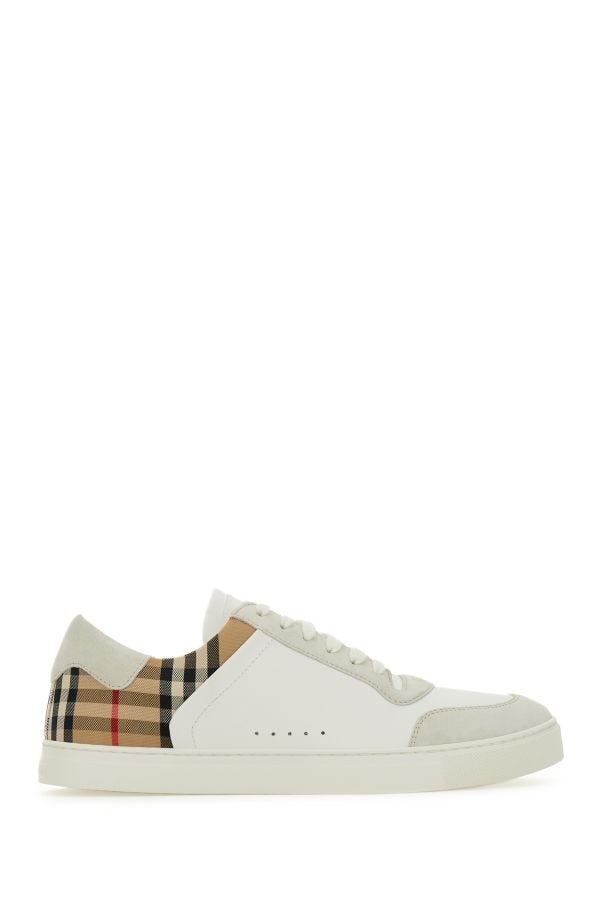 Δερμάτινα αθλητικά παπούτσια Burberry White πολύχρωμα Calf