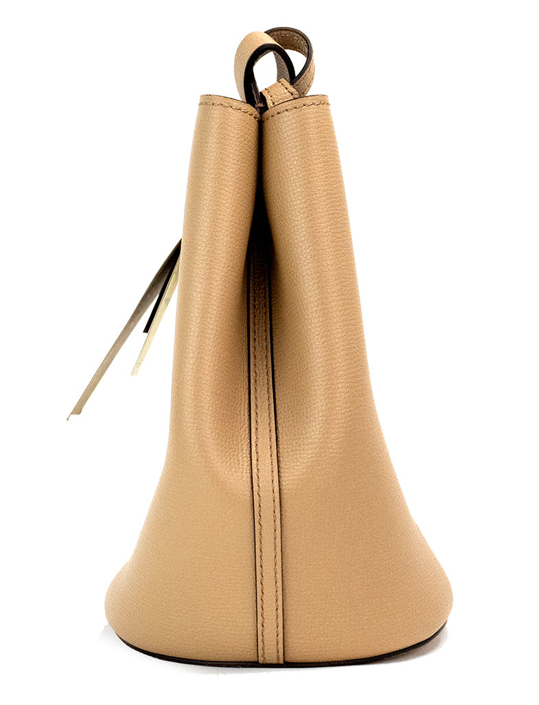 Τσάντα Burberry Lorne Small Camel Haymarket Check Pebble Leather Bucket Τσάντα