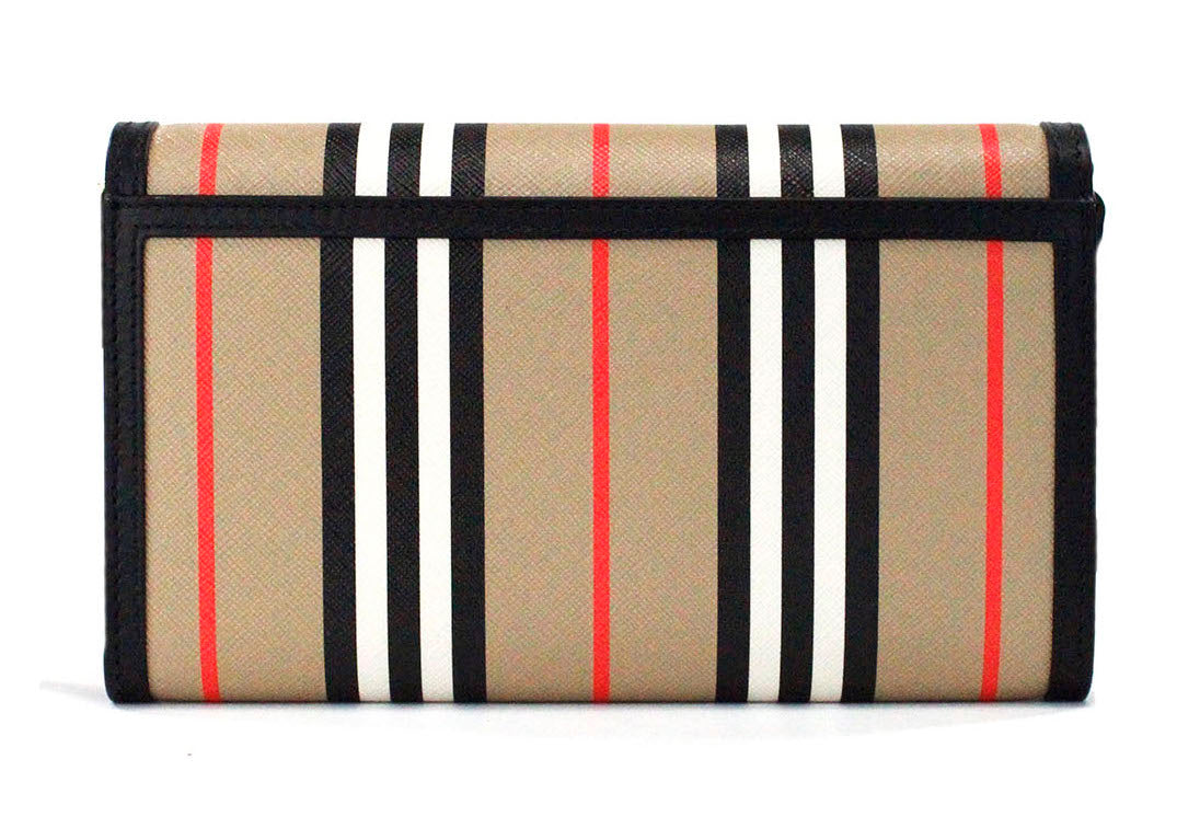 Burberry Hannah Icon Stripe Archive Μαύρο E-Canvas Δερμάτινο πορτοφόλι χιαστί τσάντα