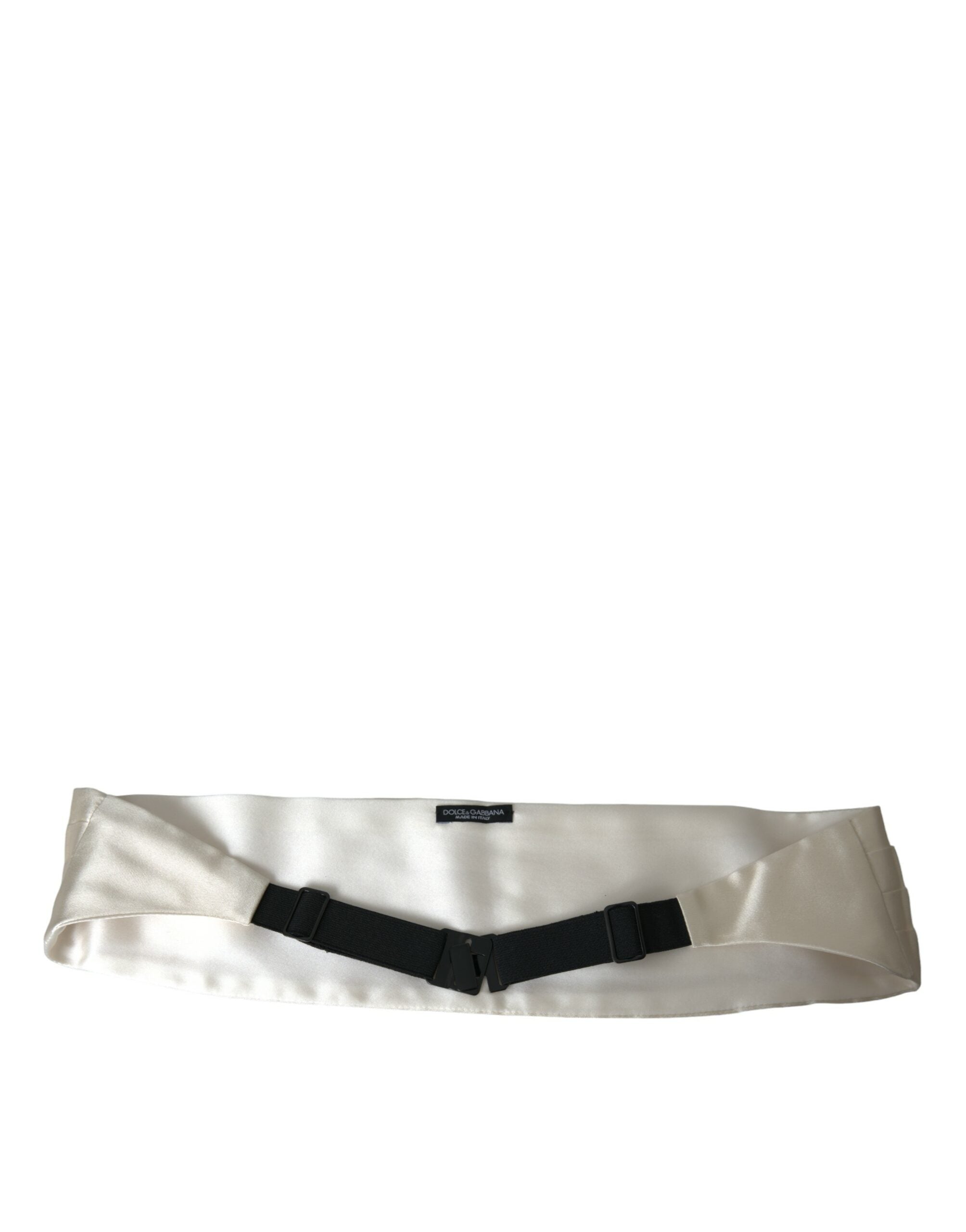 Dolce &amp; Gabbana White Ανδρική φαρδιά μεταξωτή ζώνη Cummerbund