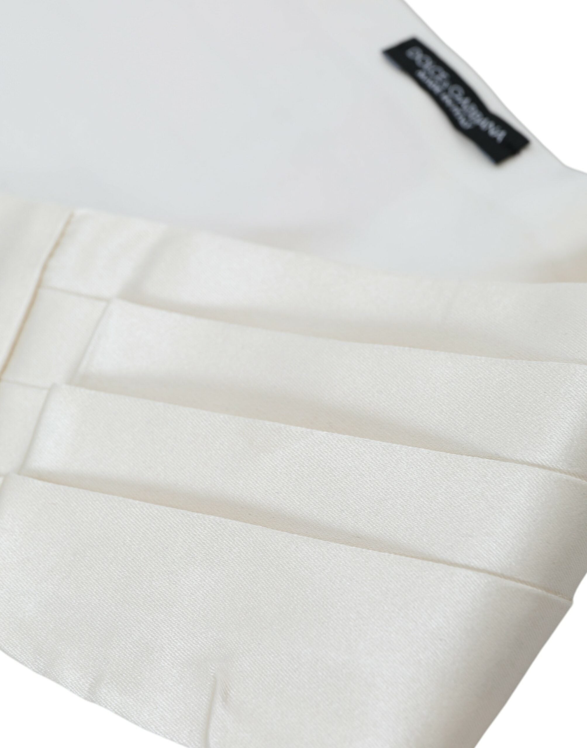 Dolce &amp; Gabbana White Ανδρική φαρδιά μεταξωτή ζώνη Cummerbund