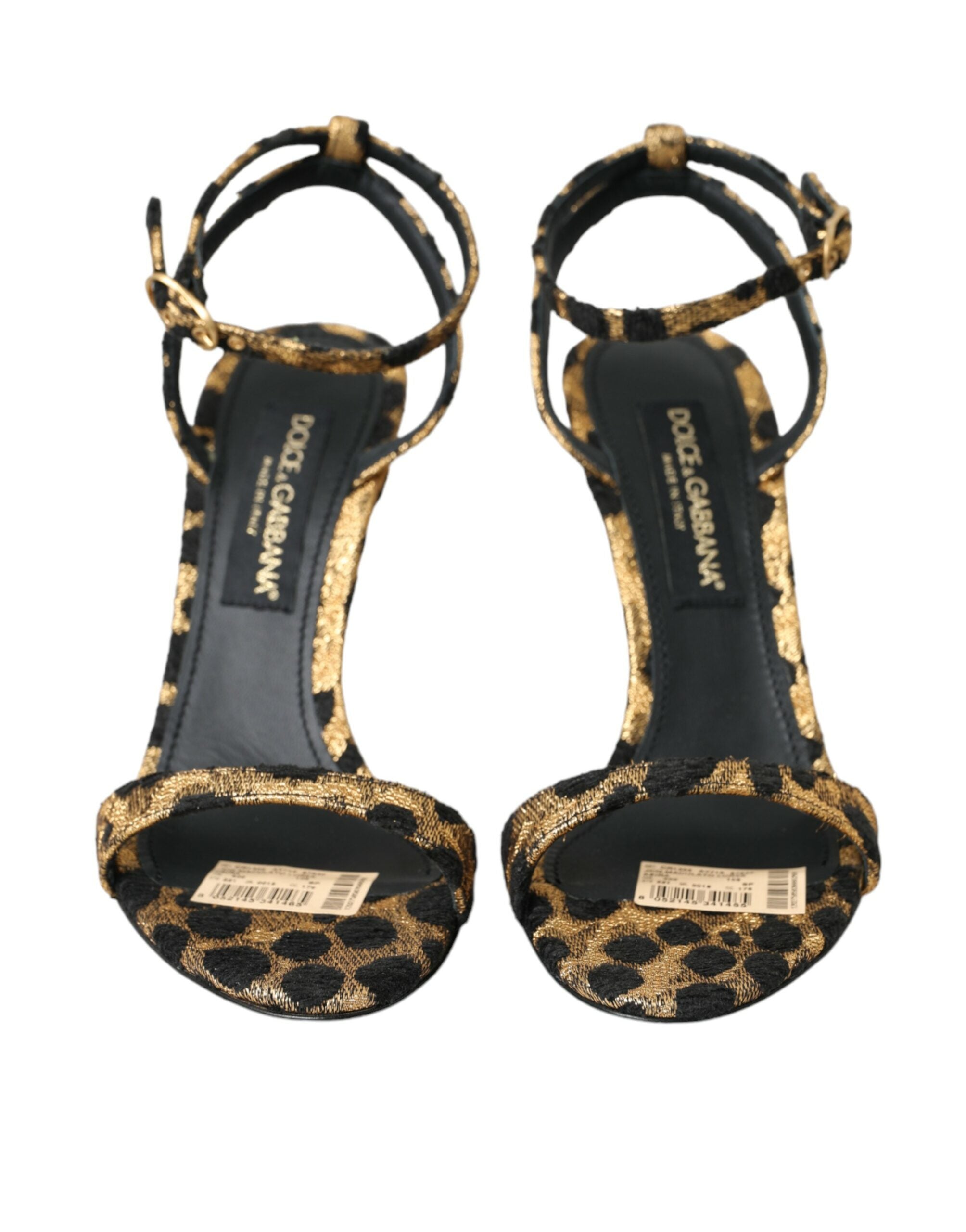 Dolce &amp; Gabbana Gold Leopard Crystals Γόβες Σανδάλια Παπούτσια