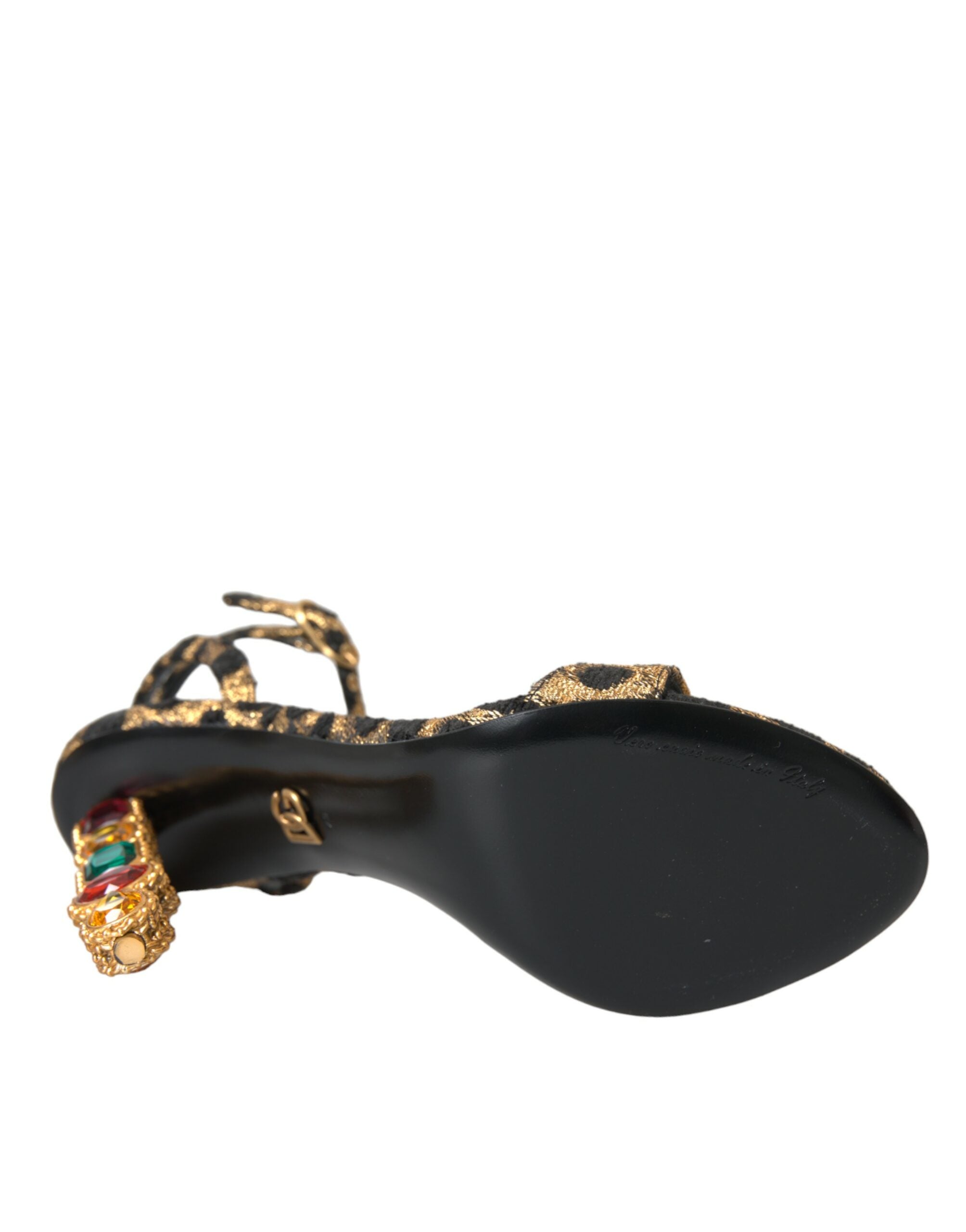 Dolce &amp; Gabbana Gold Leopard Crystals Γόβες Σανδάλια Παπούτσια