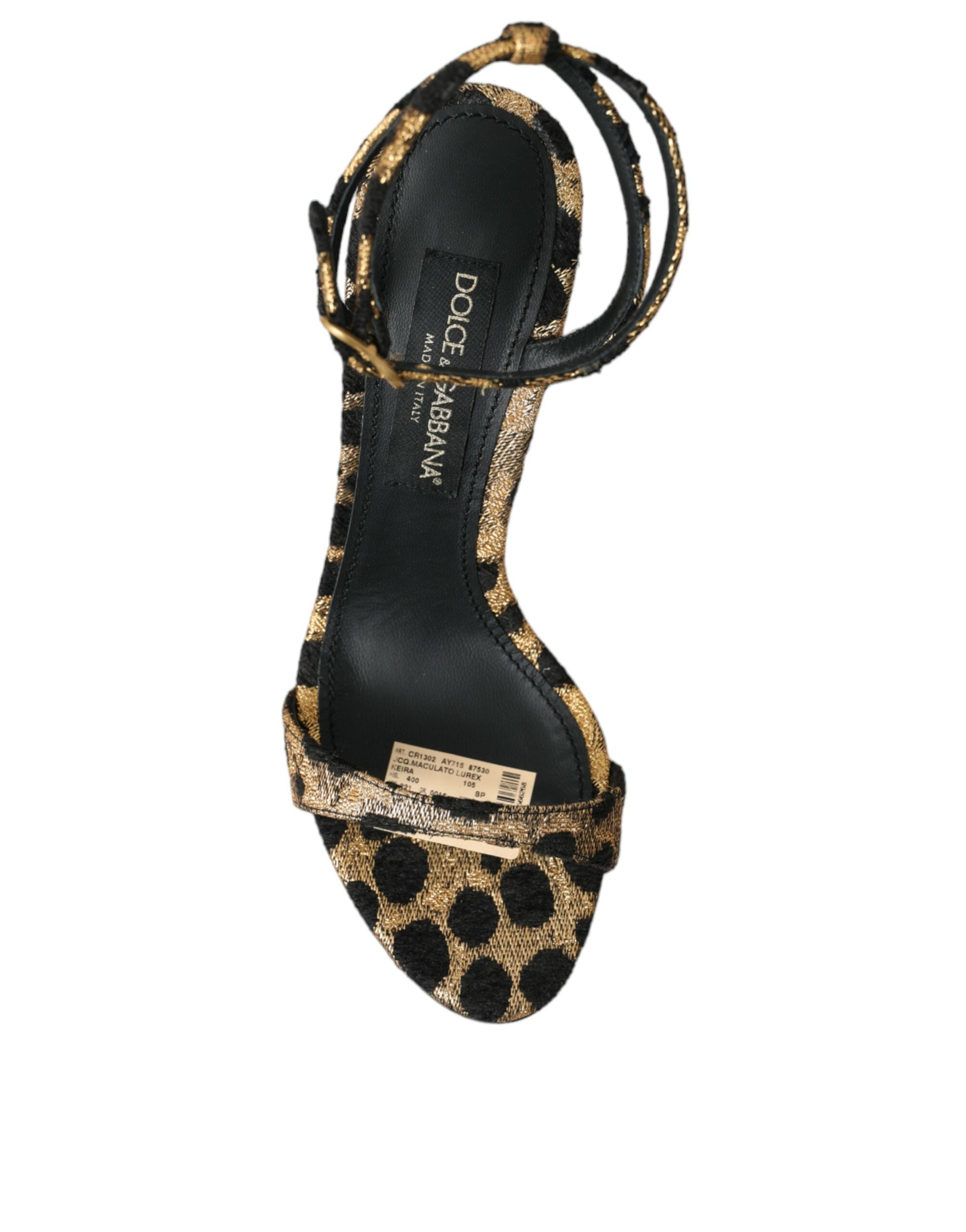 Dolce &amp; Gabbana Gold Leopard Crystals Γόβες Σανδάλια Παπούτσια