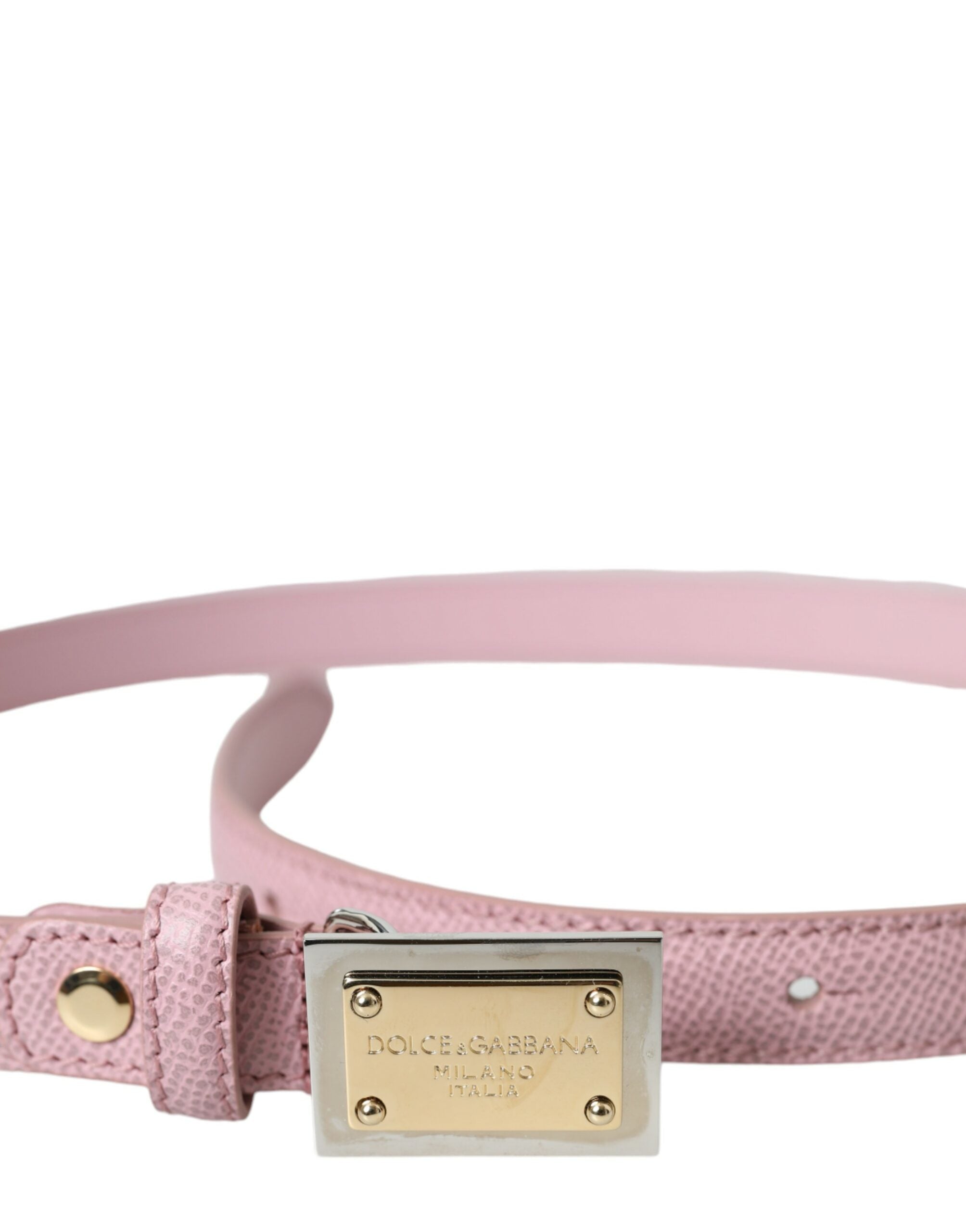 Dolce & Gabbana Pink Leather Gold Square Metal Buckle Belt