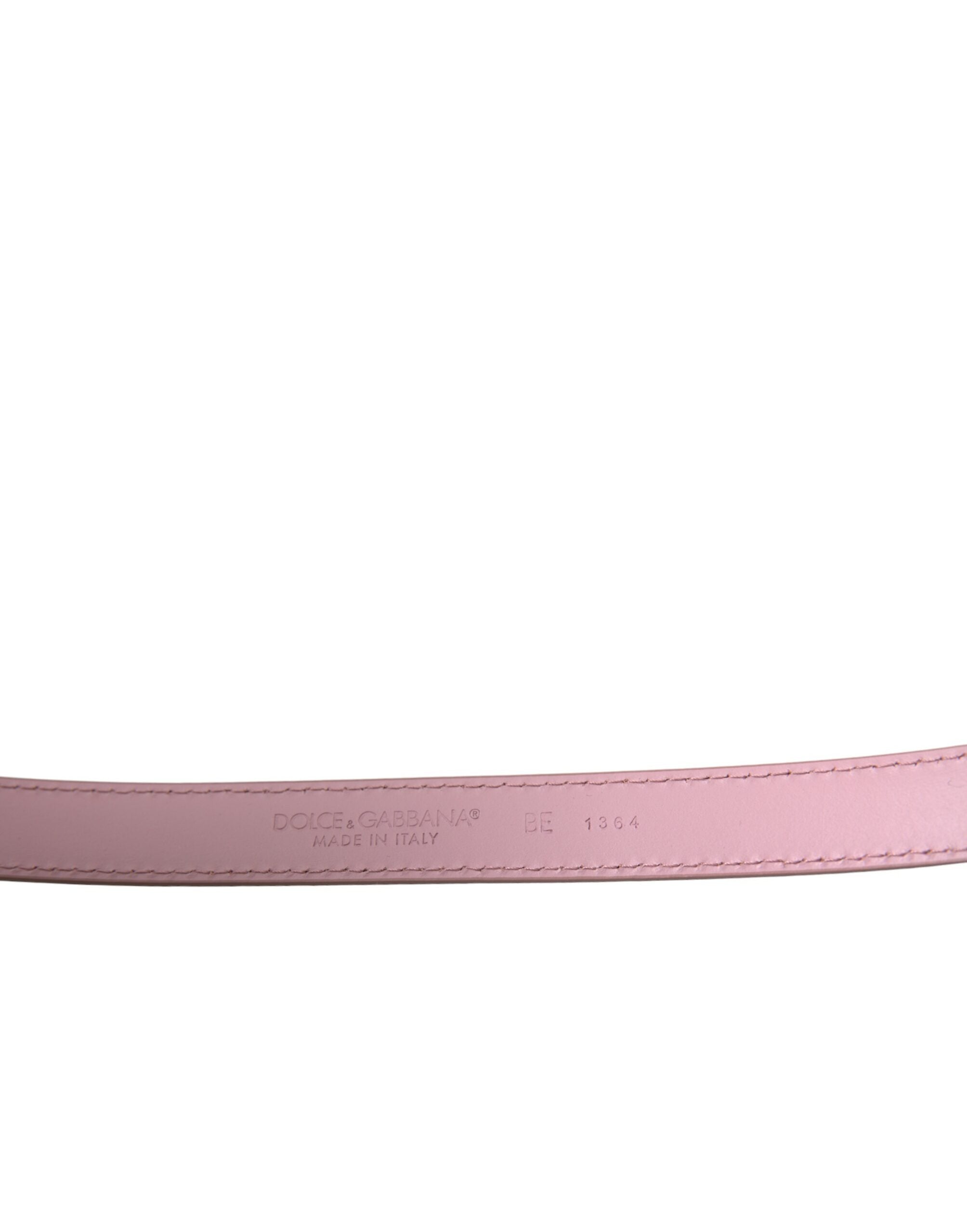 Dolce & Gabbana Pink Leather Gold Square Metal Buckle Belt