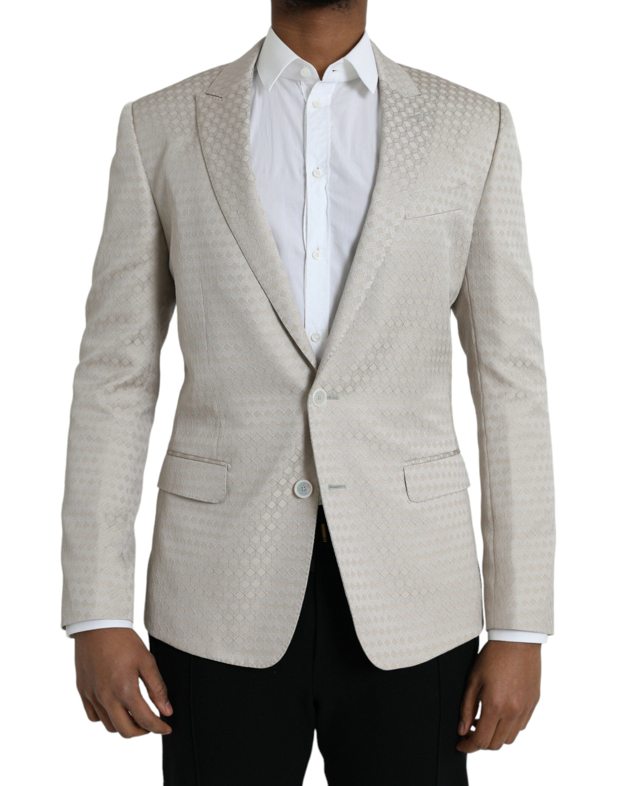 Dolce &amp; Gabbana Beige MARTINI Blazer με μονό στήθος