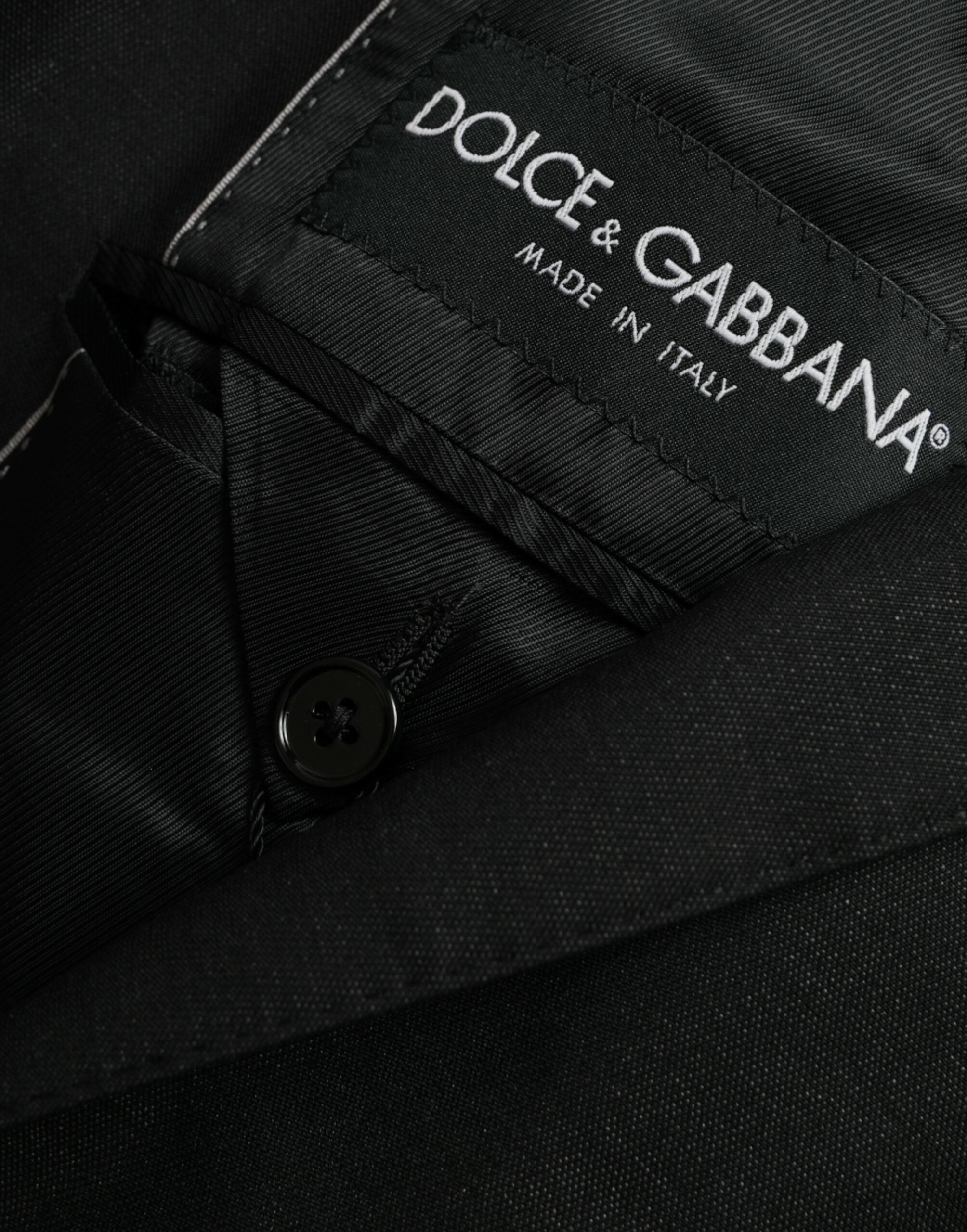 Dolce &amp; Gabbana Μαύρη μάλλινη εγκοπή με μονόστηθο παλτό