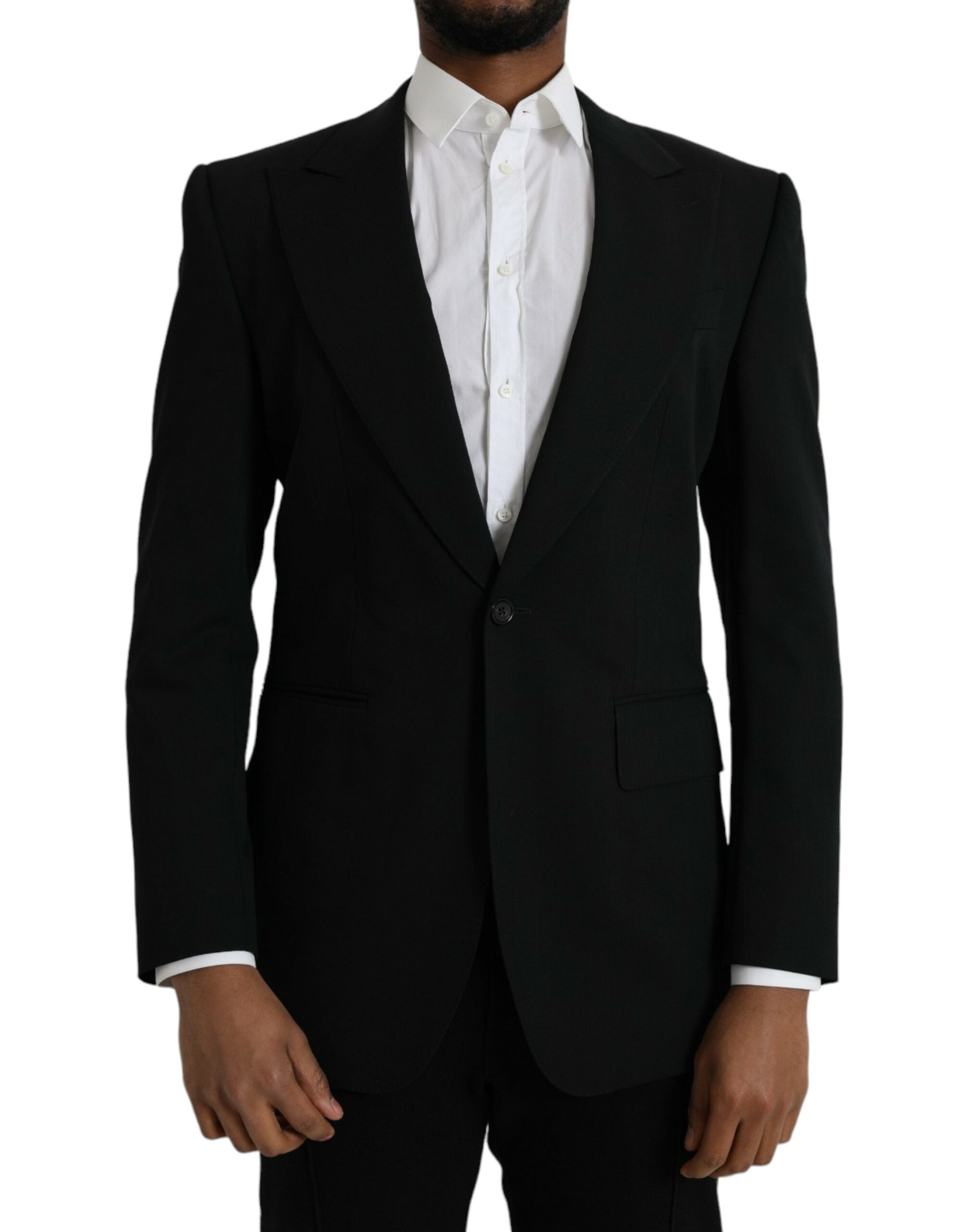 Dolce &amp; Gabbana Black Wool Peak Single Breasted Blazer