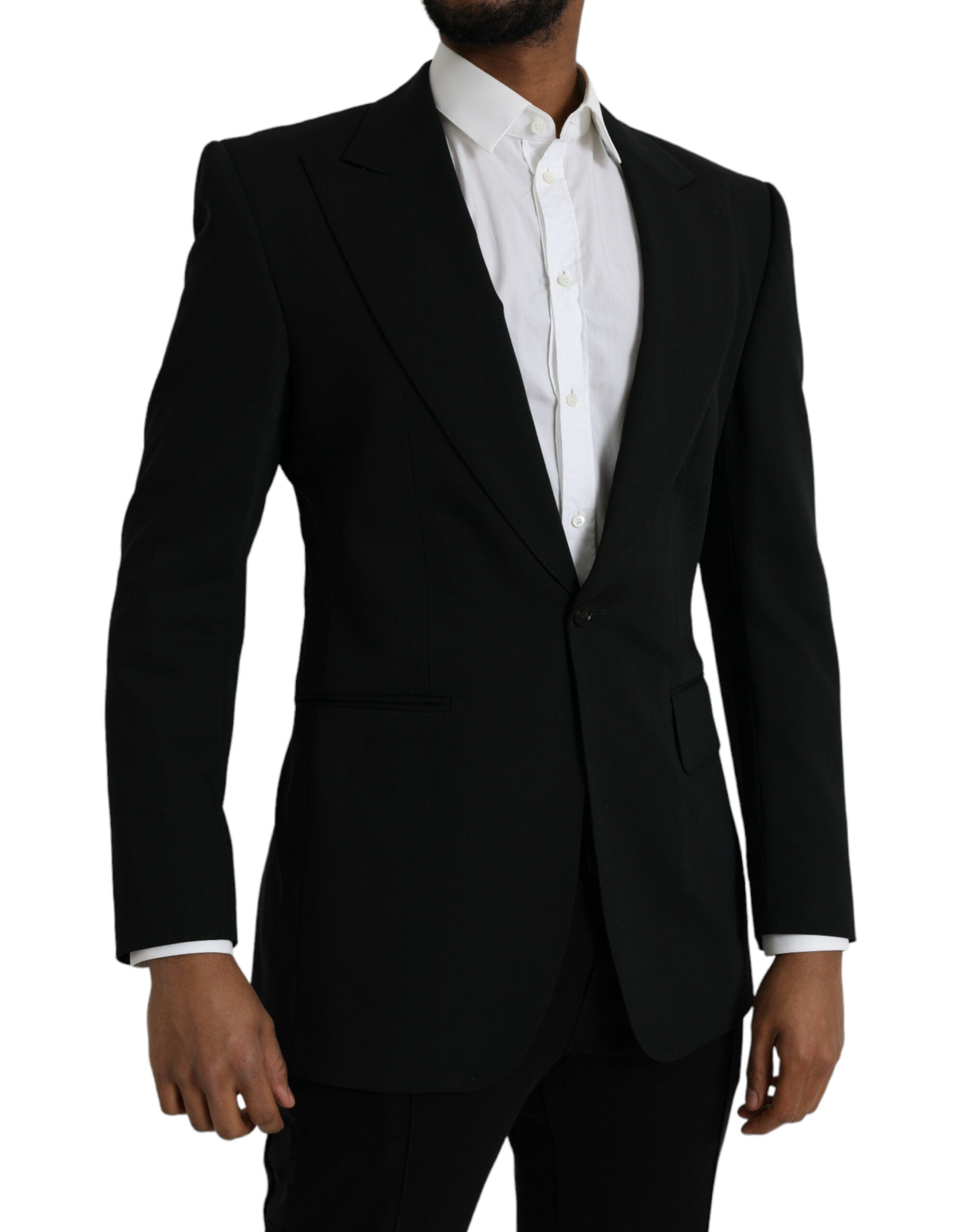 Dolce &amp; Gabbana Black Wool Peak Single Breasted Blazer