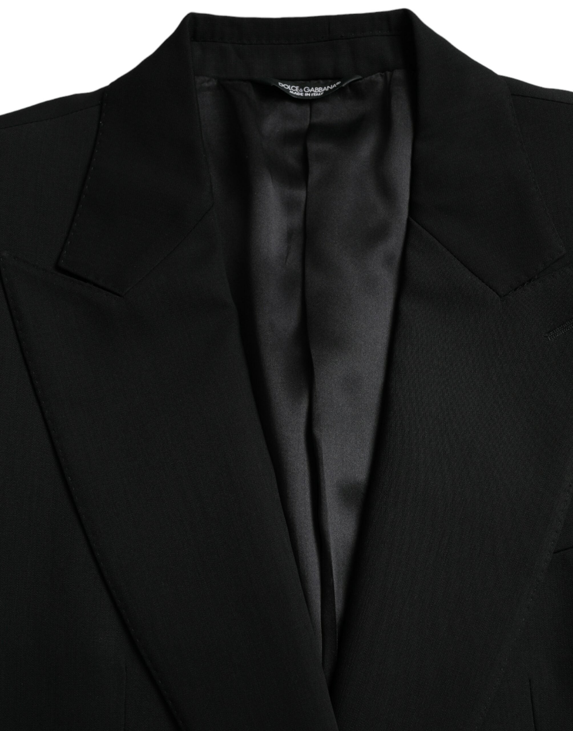 Dolce &amp; Gabbana Black Wool Peak Single Breasted Blazer