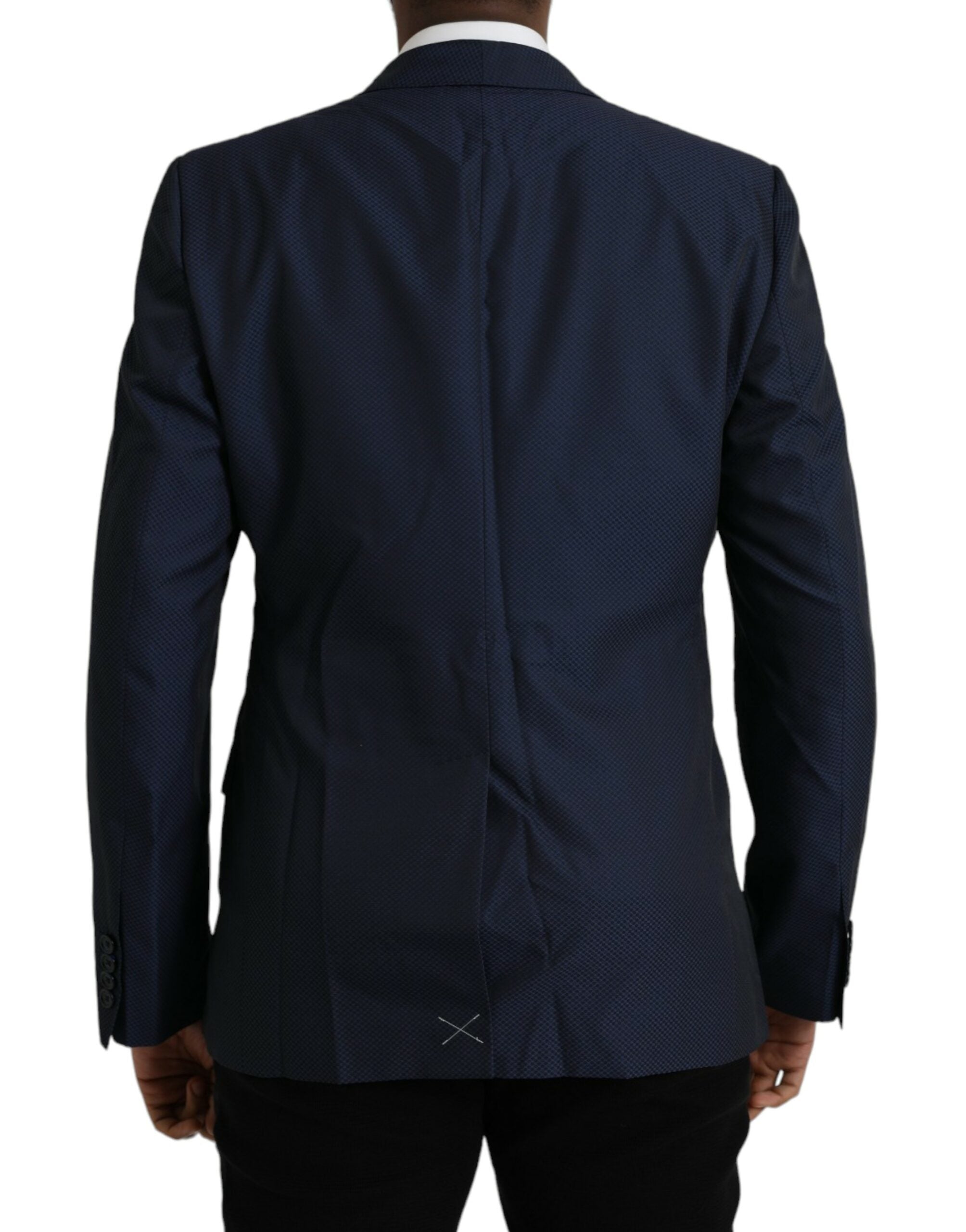 Dolce & Gabbana Blue MARTINI Shawl Single Breasted Blazer