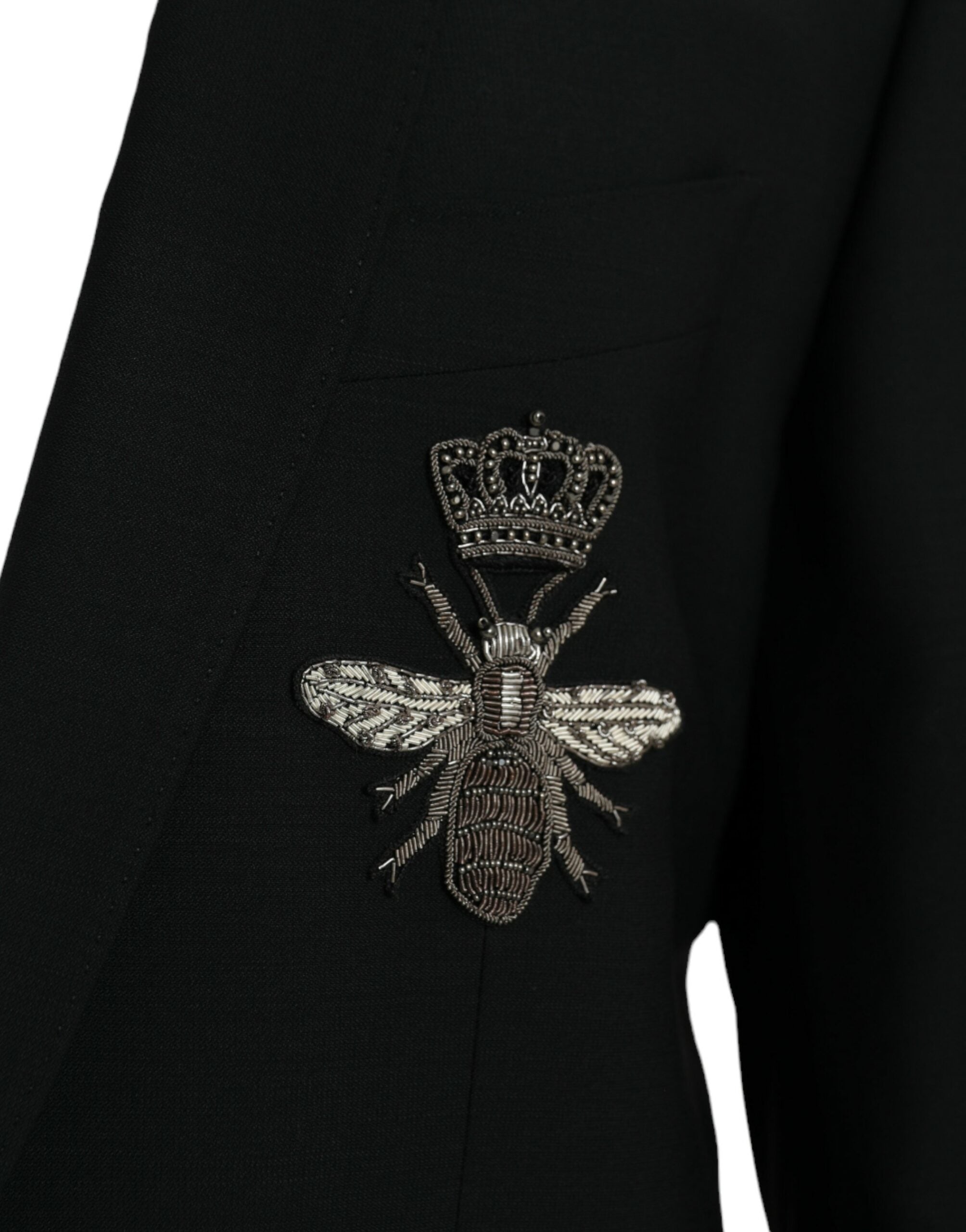 Dolce &amp; Gabbana Black Crown Bee MARTINI Σακάκι με μονό στήθος