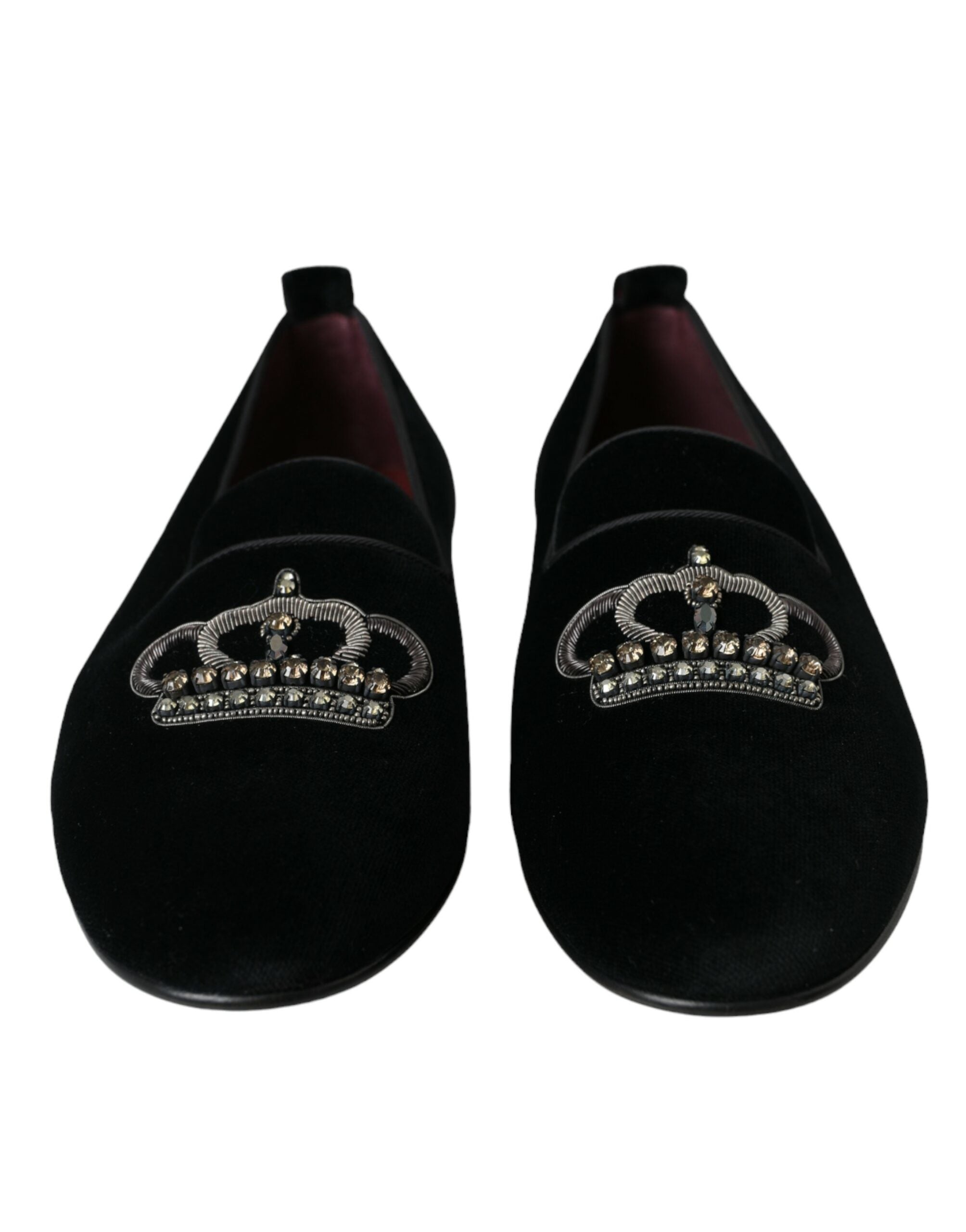 Ανδρικά Loafers παπούτσια Dolce &amp; Gabbana Black Velvet Crystal Crown